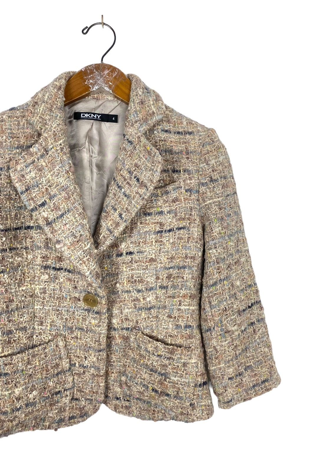 DKNY Rare‼️ Vintage Donna Karan New York Tweed Jacket Size XS / US 0-2 / IT 36-38 - 3 Thumbnail