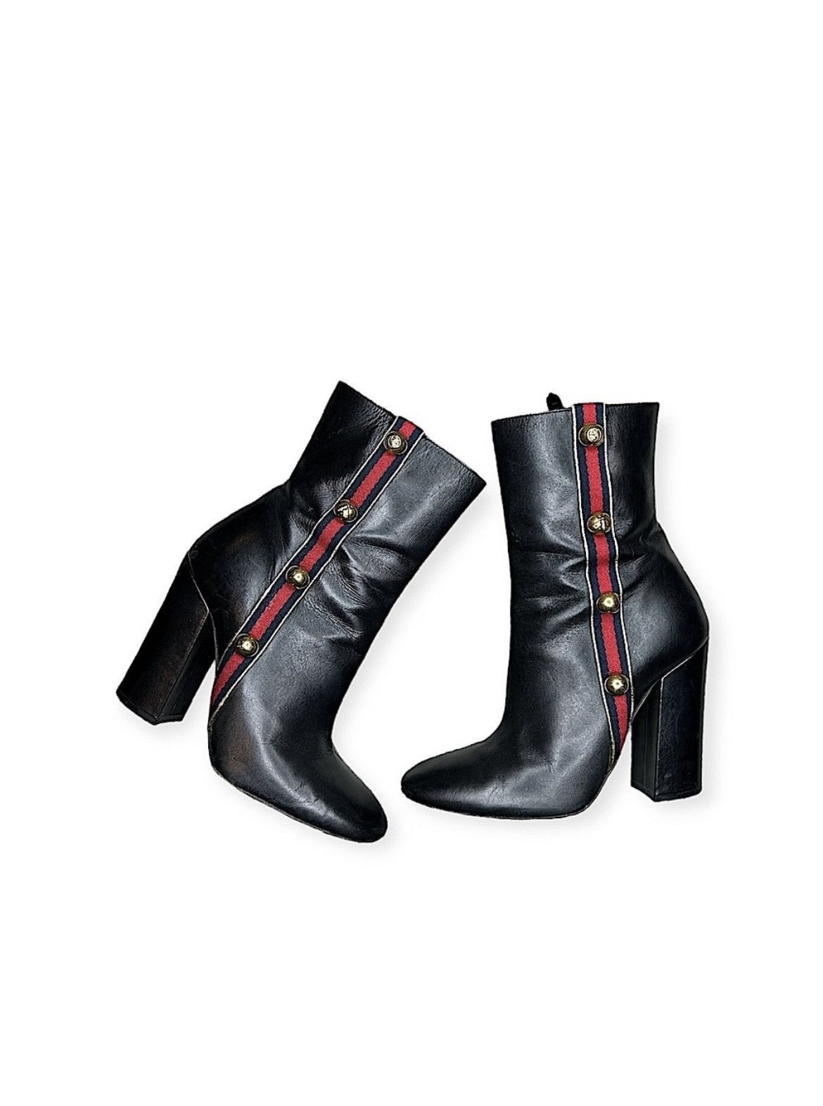 Gucci GUCCI Carly Sylvie Web Stripe Black Ankle Boots EU 38 US 8 Size US 8 / IT 38 - 1 Thumbnail