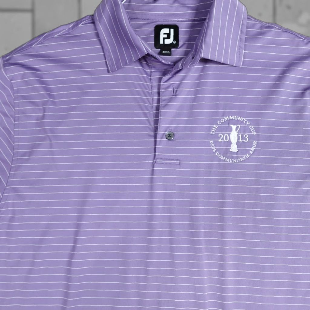Footjoy FootJoy Polo Shirt L Purple Striped Embroidered Golf Performance Community Cup Crewneck Collar Short Sleeve Mens Size L Size US L / EU 52-54 / 3 - 1 Thumbnail