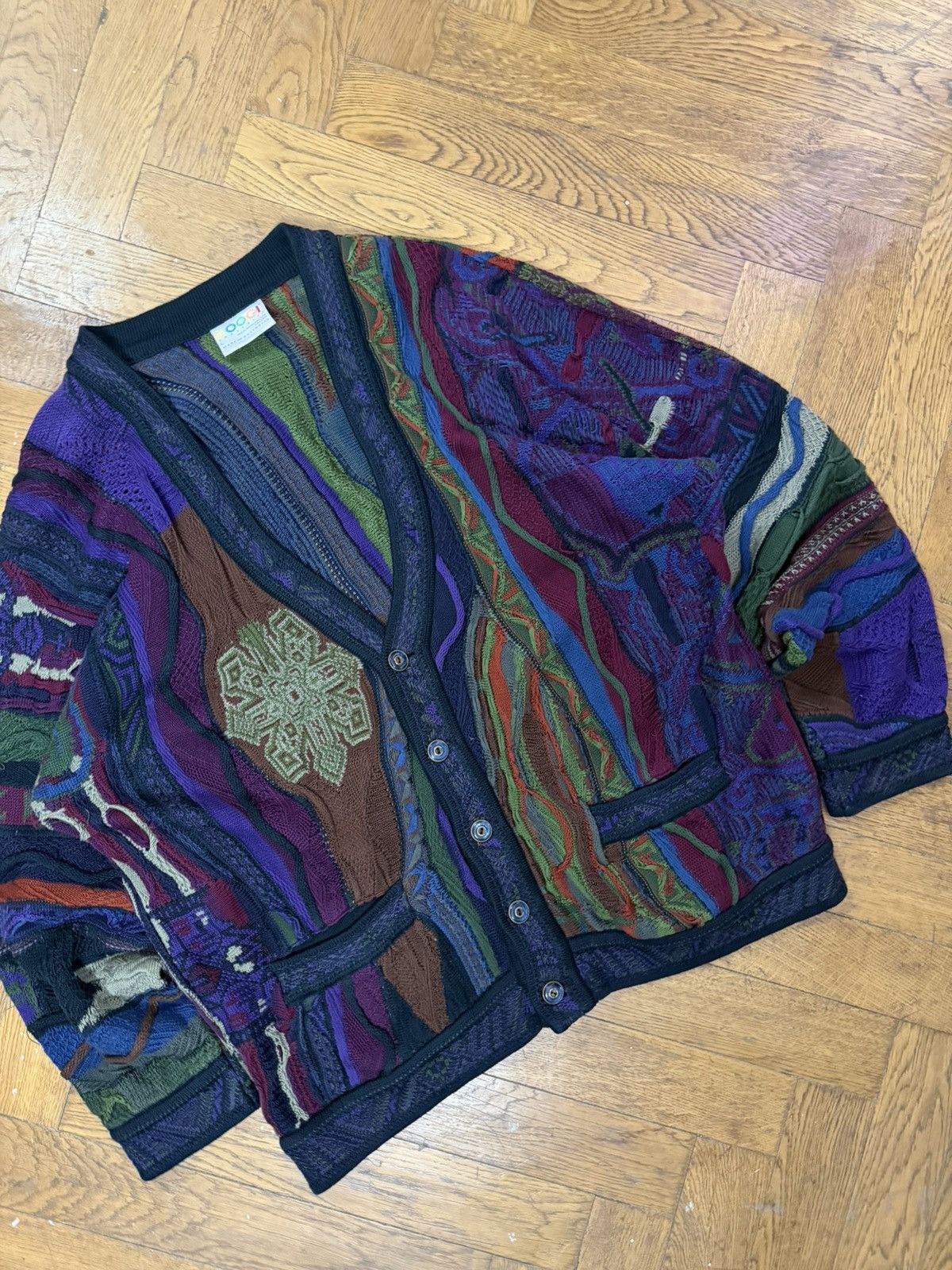 Coogi Vintage Coogi Cardigan Super Rare Psychedelic Knit Pattern Size US L / EU 52-54 / 3 - 6 Thumbnail