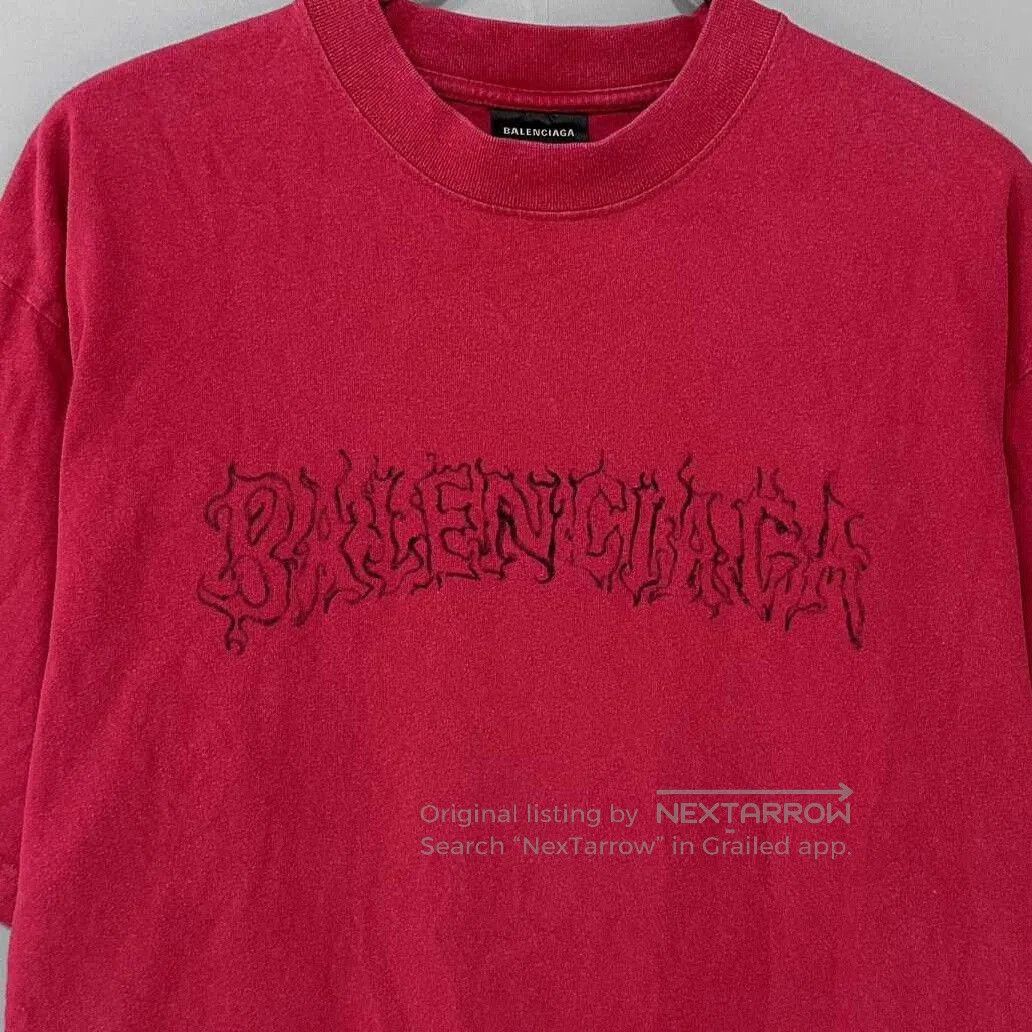 Balenciaga Balenciaga Red Flame Crackle Short Sleeve. Size US XS / EU 42 / 0 - 2 Thumbnail