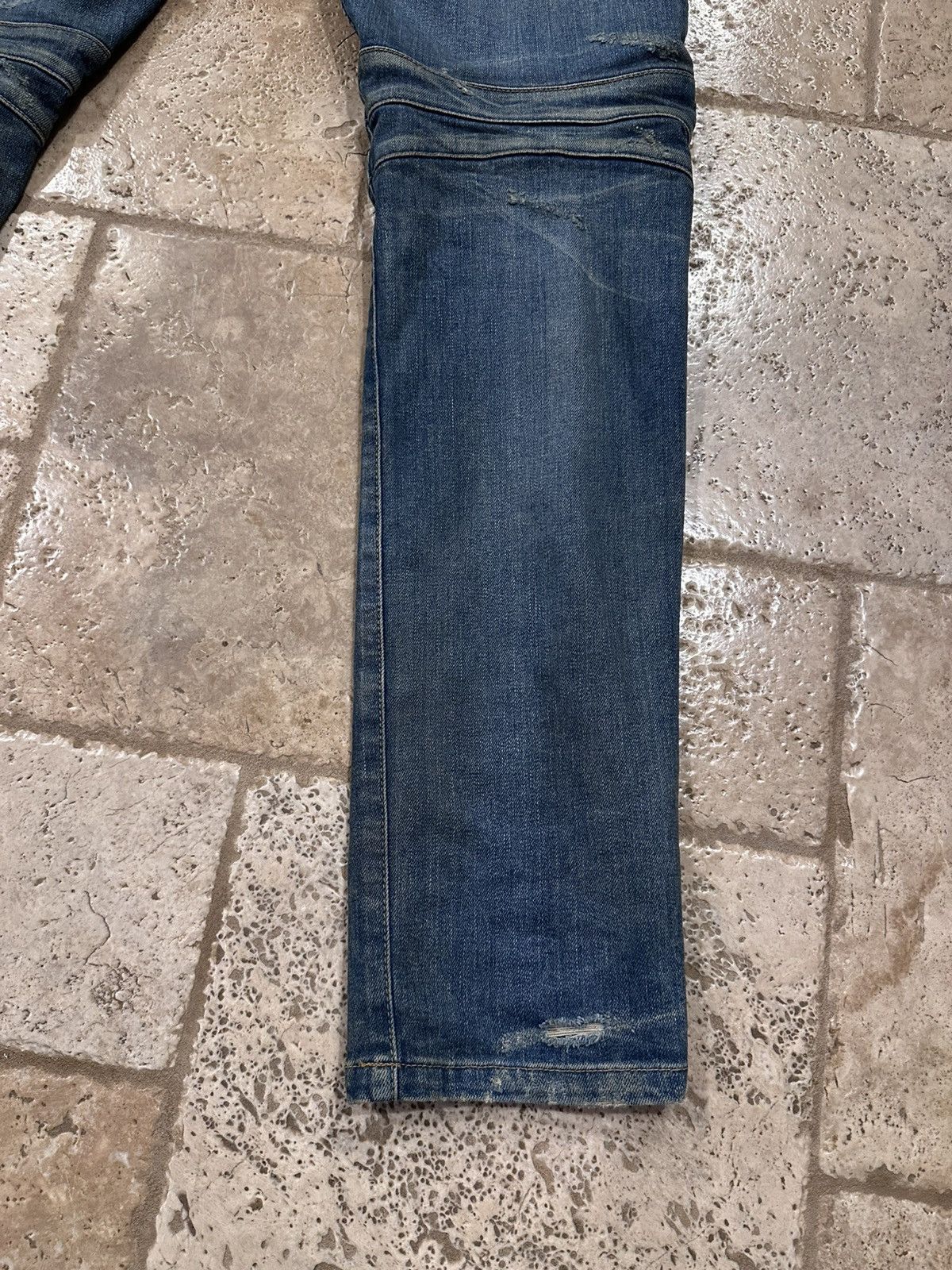 Balmain Balmain Biker Distressed Stone Wash Blue Denim Jeans Size US 36 / EU 52 - 6 Thumbnail