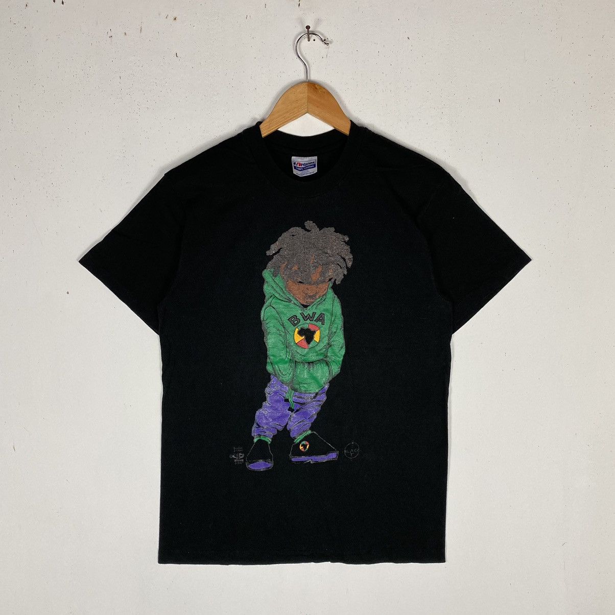 Cross Colours × Rap Tees × Vintage VINTAGE 90's BWA BLACK STAFF RASTA CROSS COLOURS TEE Size US M / EU 48-50 / 2 - 2 Thumbnail