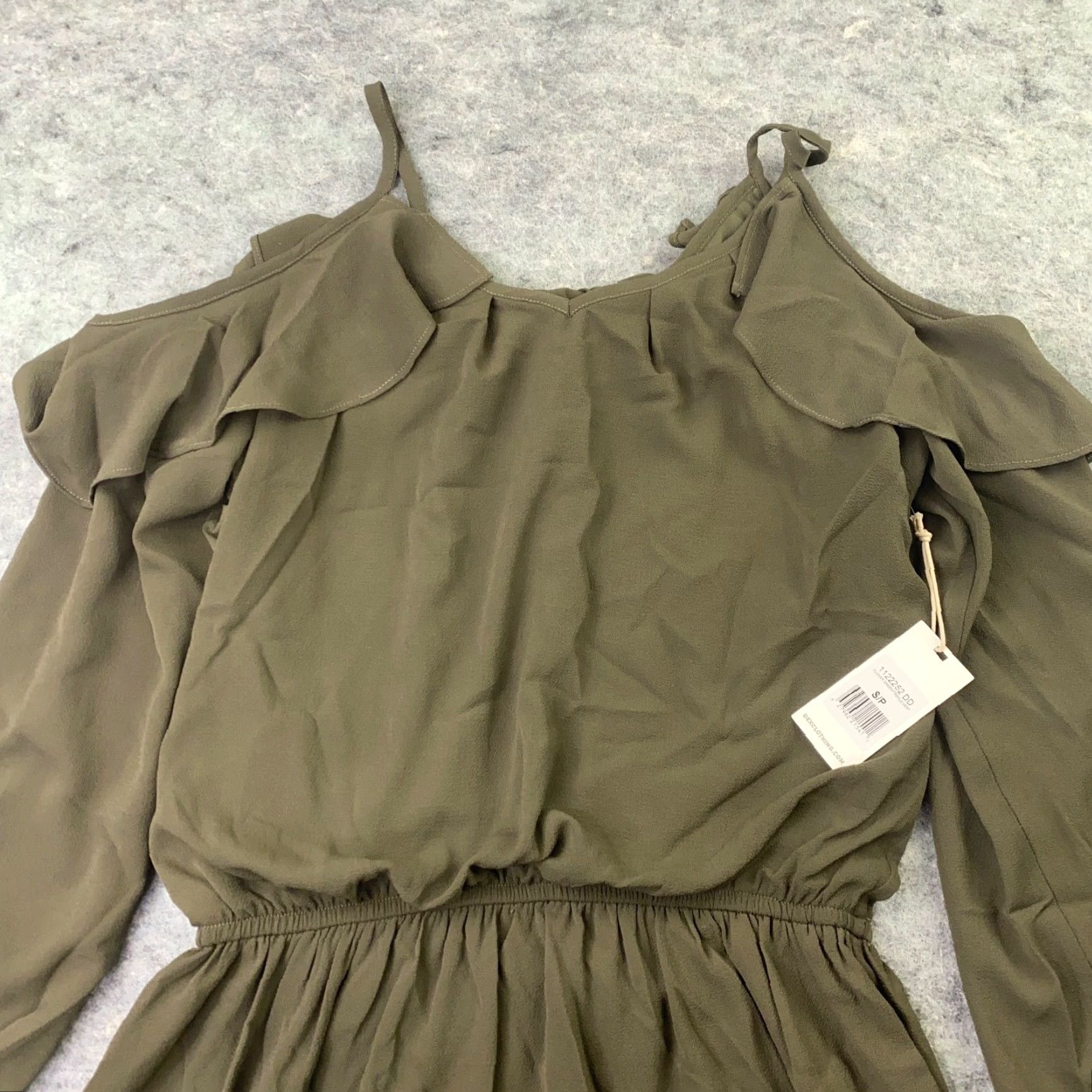 Vintage DEX The Dress Shop Womens Dress Small Green Off Shoulder Spaghetti Strap Dress Size S / US 4 / IT 40 - 2 Thumbnail