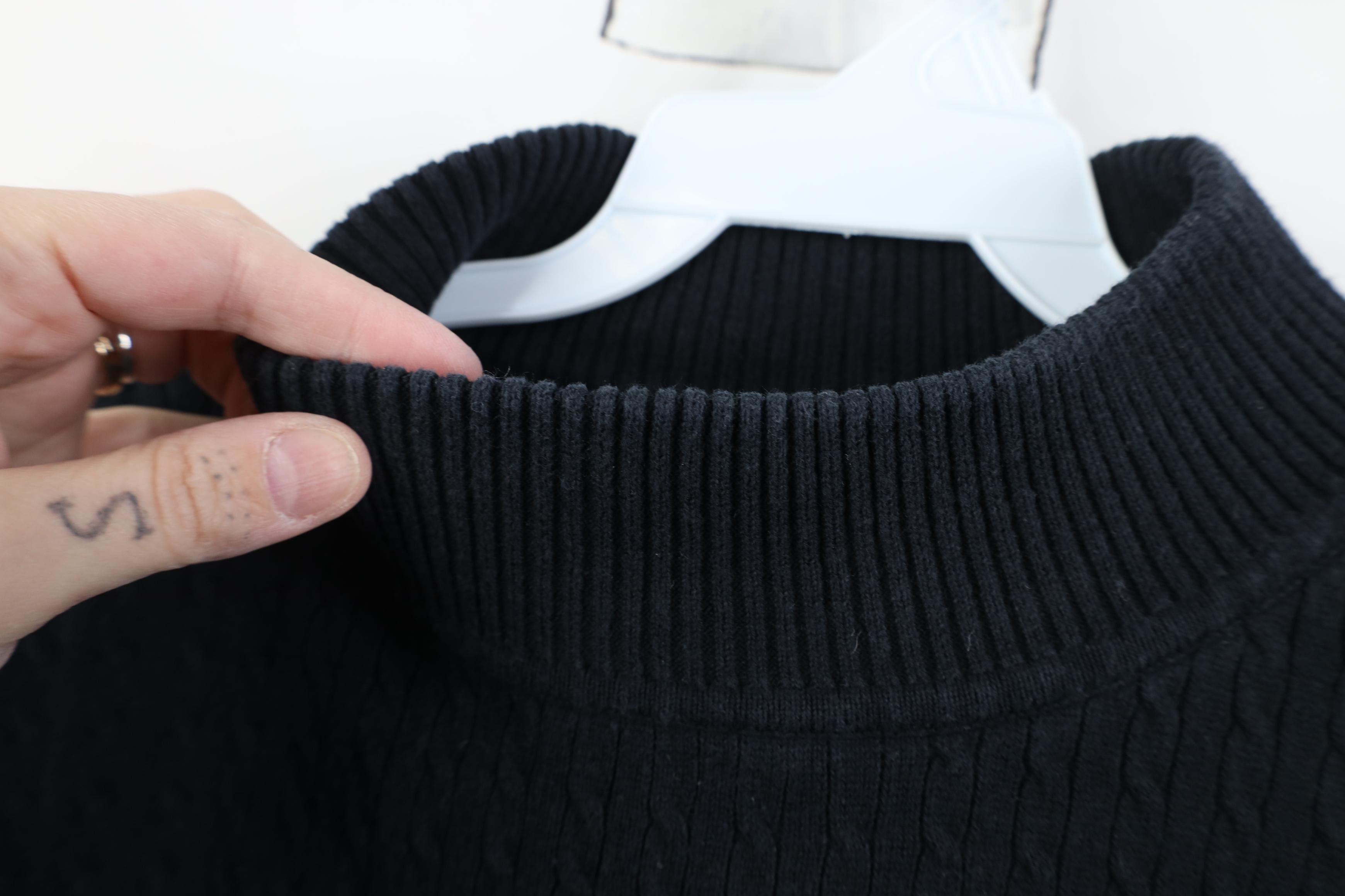 Vintage Vintage 90s Streetwear Cable Knit Mock Neck Sweater Black Size M / US 6-8 / IT 42-44 - 4 Thumbnail