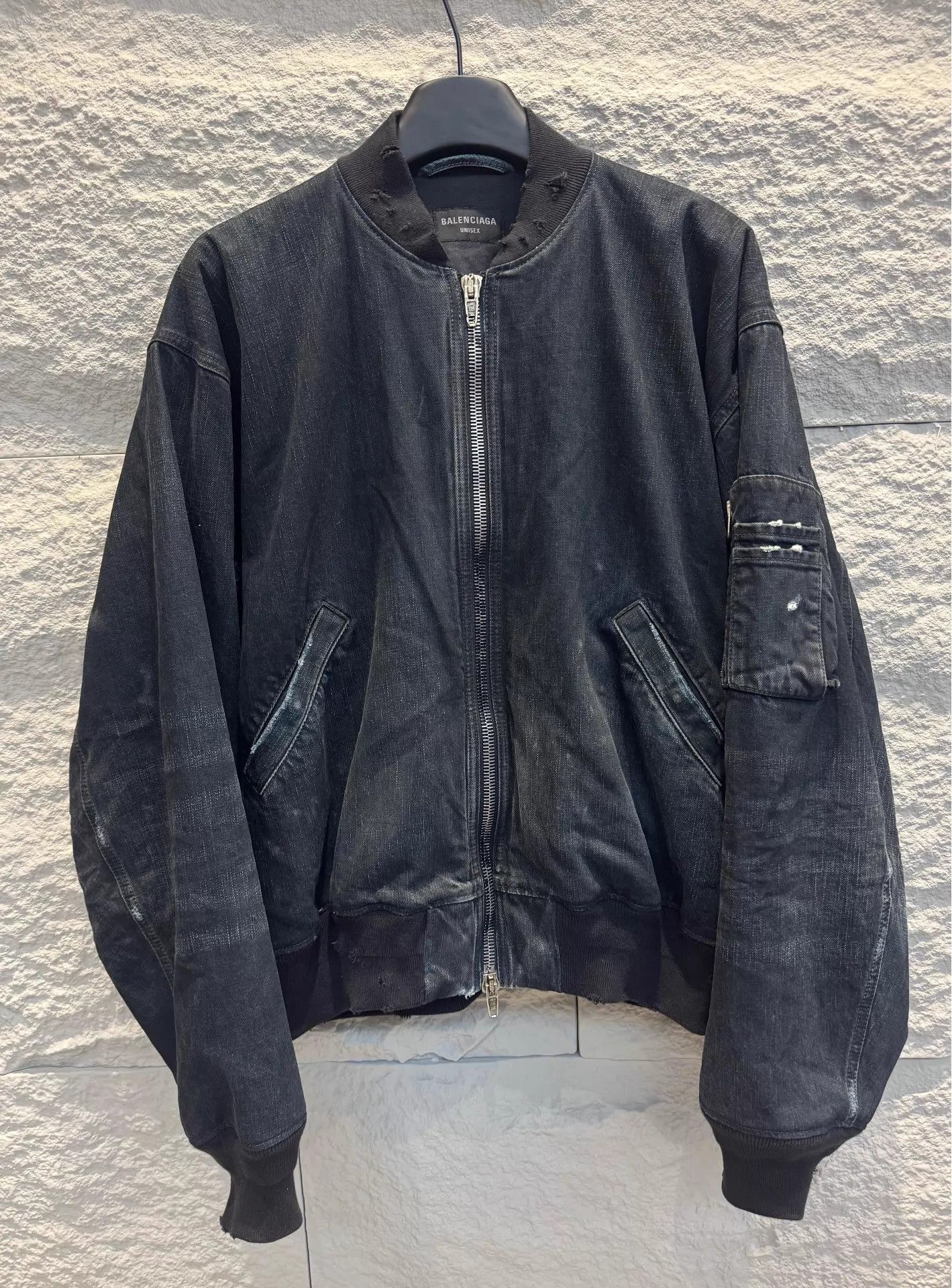 Balenciaga Balenciaga 25ss Denim Bomber Jkt Black S Distressed Size S / US 4 / IT 40 - 1 Thumbnail