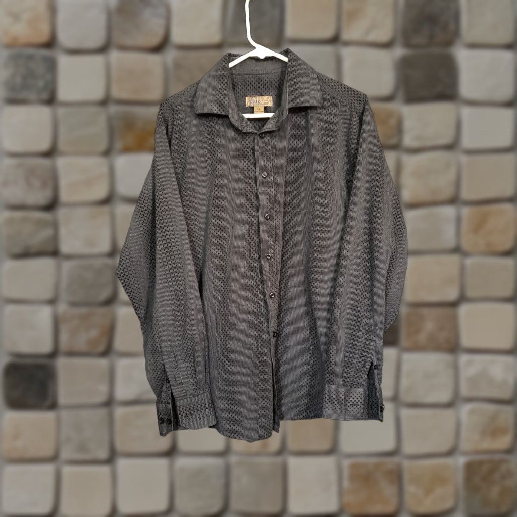 Vintage Blue Brand Shirt XL Black Diamonds Fashionable Warm Soft Elongated Dark Size XL / US 12-14 / IT 48-50 - 1 Thumbnail