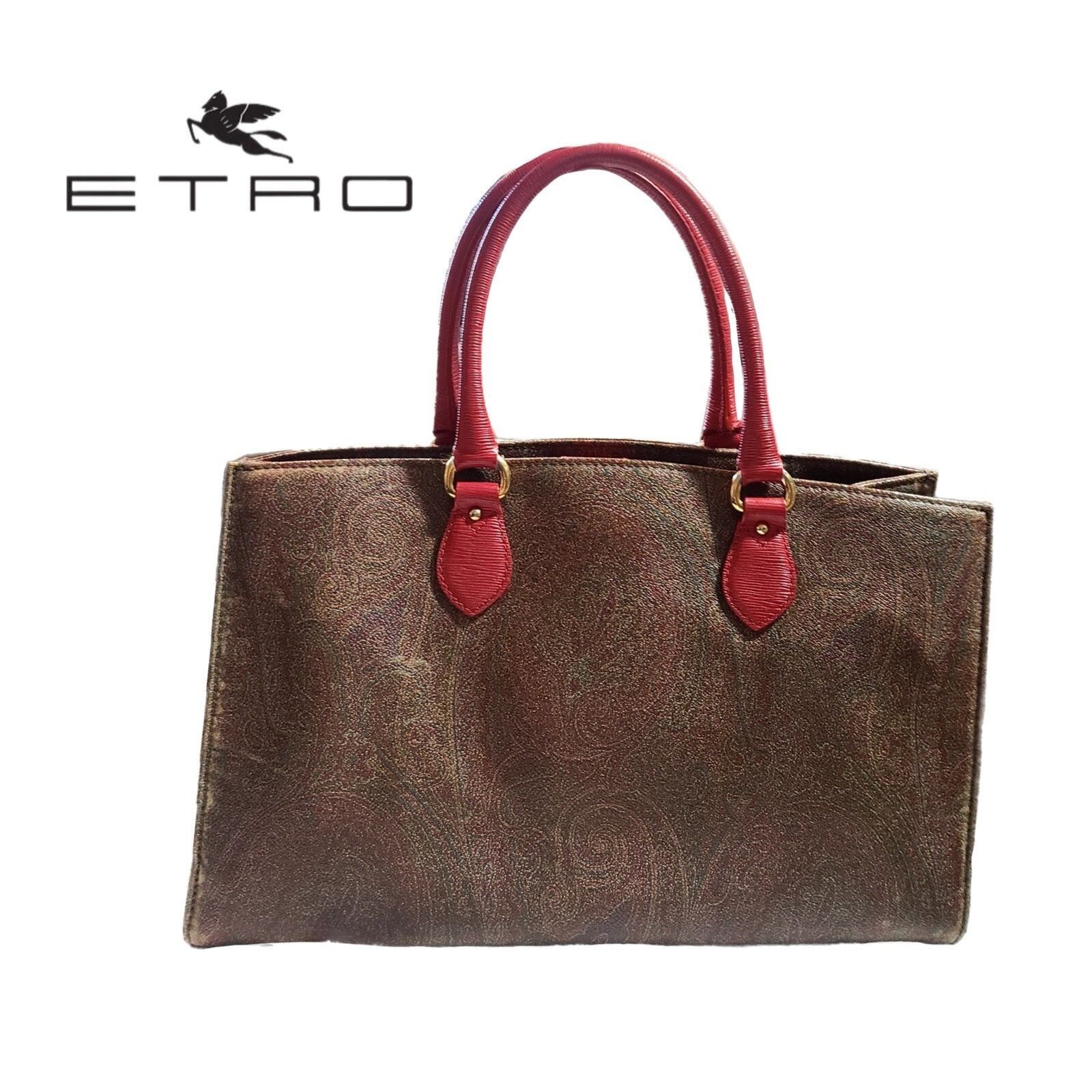 Etro Etro | Paisley Print Coated Canvas & Pink Leather Handbag Size ONE SIZE - 1 Thumbnail