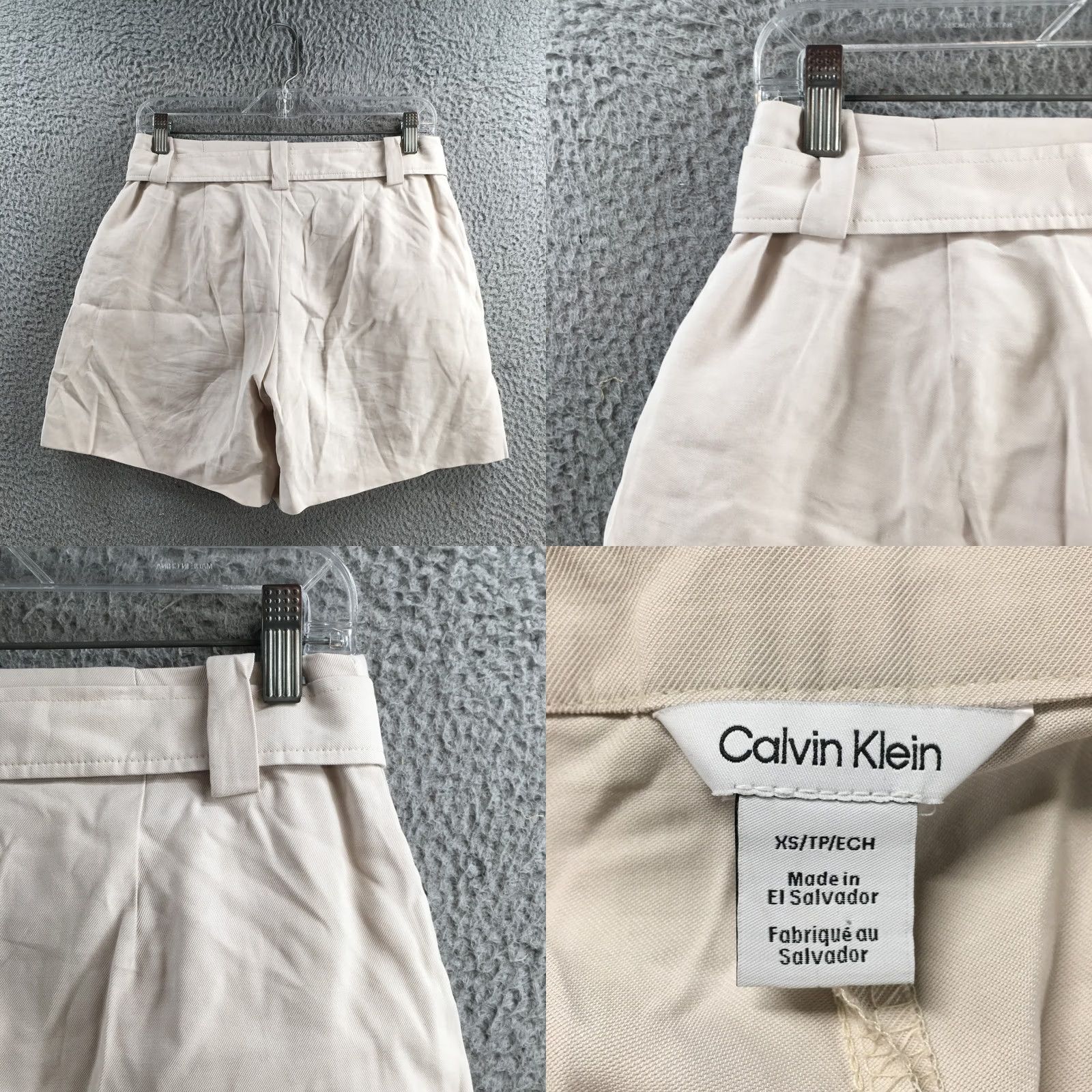 Calvin Klein Calvin Klein Paperbag Short Womens XS Beige Viscose Mid Rise Pleated Front Zip Size 26" / US 2 / IT 38 - 9 Thumbnail