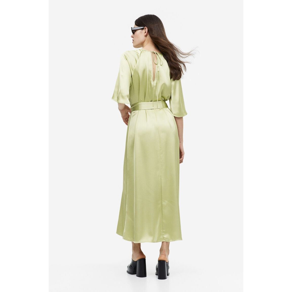 H&M NWT TIE-BELT SATIN DRESS Sz S Size S / US 4 / IT 40 - 5 Thumbnail