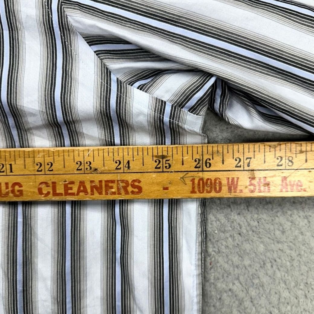 Vintage T.M. Lewin Dress Shirt Men 17.5-38 Light Blue Black Stripe Button Up Regular Fit Shirt Mens Long Sleeve Cotton Striped French Cuff Size 48R - 6 Thumbnail