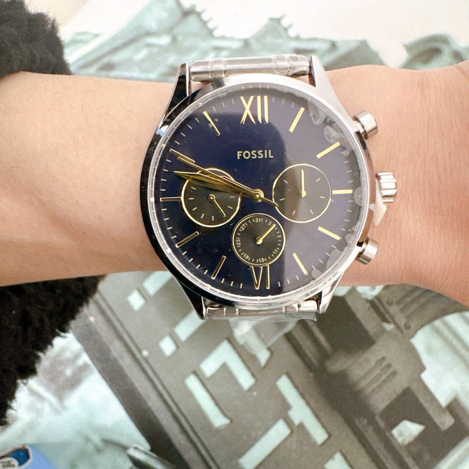 Fossil Fossil BQM7102 Fenmore Multifunction Watch Blue Gold Dial Size ONE SIZE - 2 Thumbnail