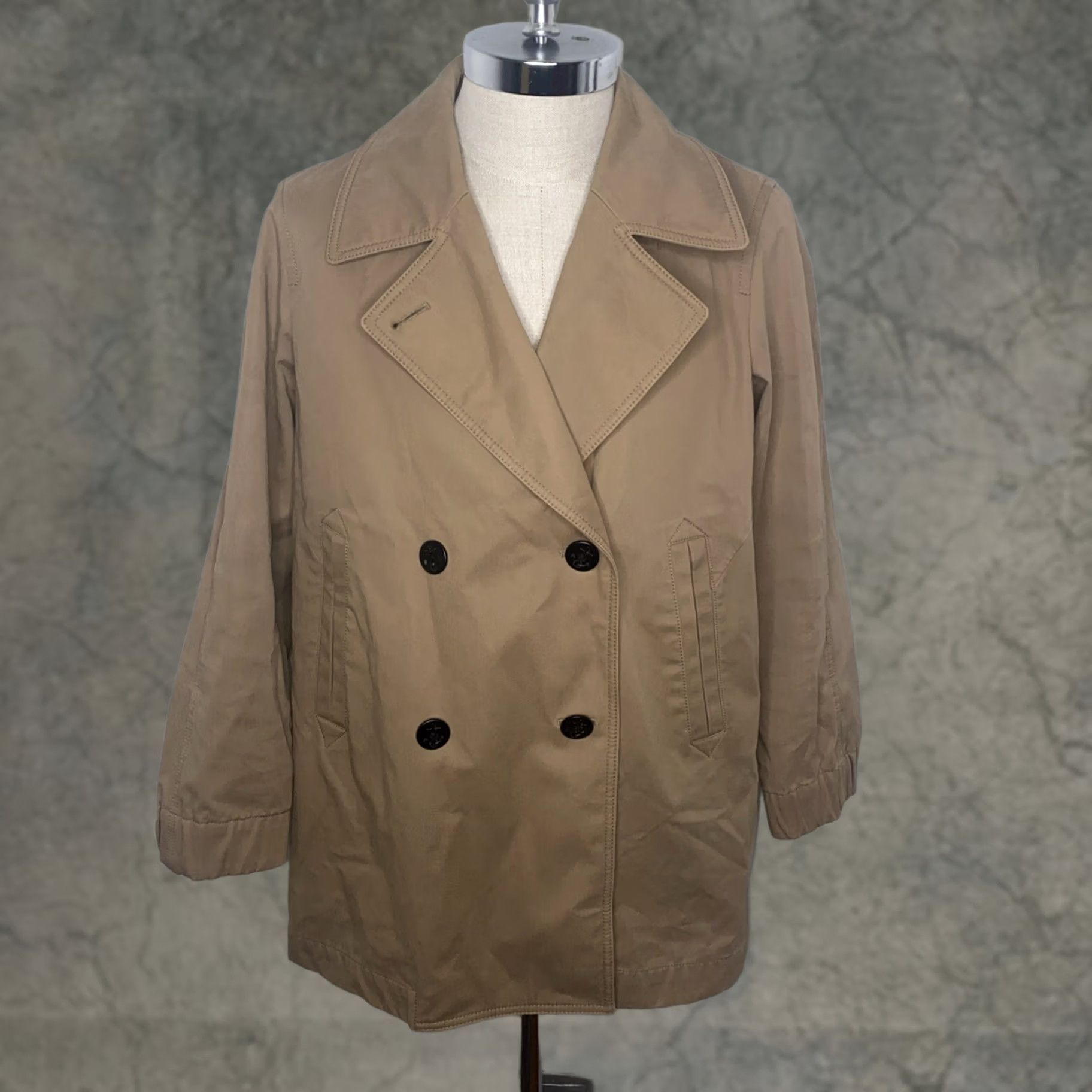 J.Crew Trench Coat Jacket Womens Size 18 Classic Cotton Khaki Tan Long Sleeve Belted Double Breasted Pockets Beige Lined, Women's (Size Xxl)