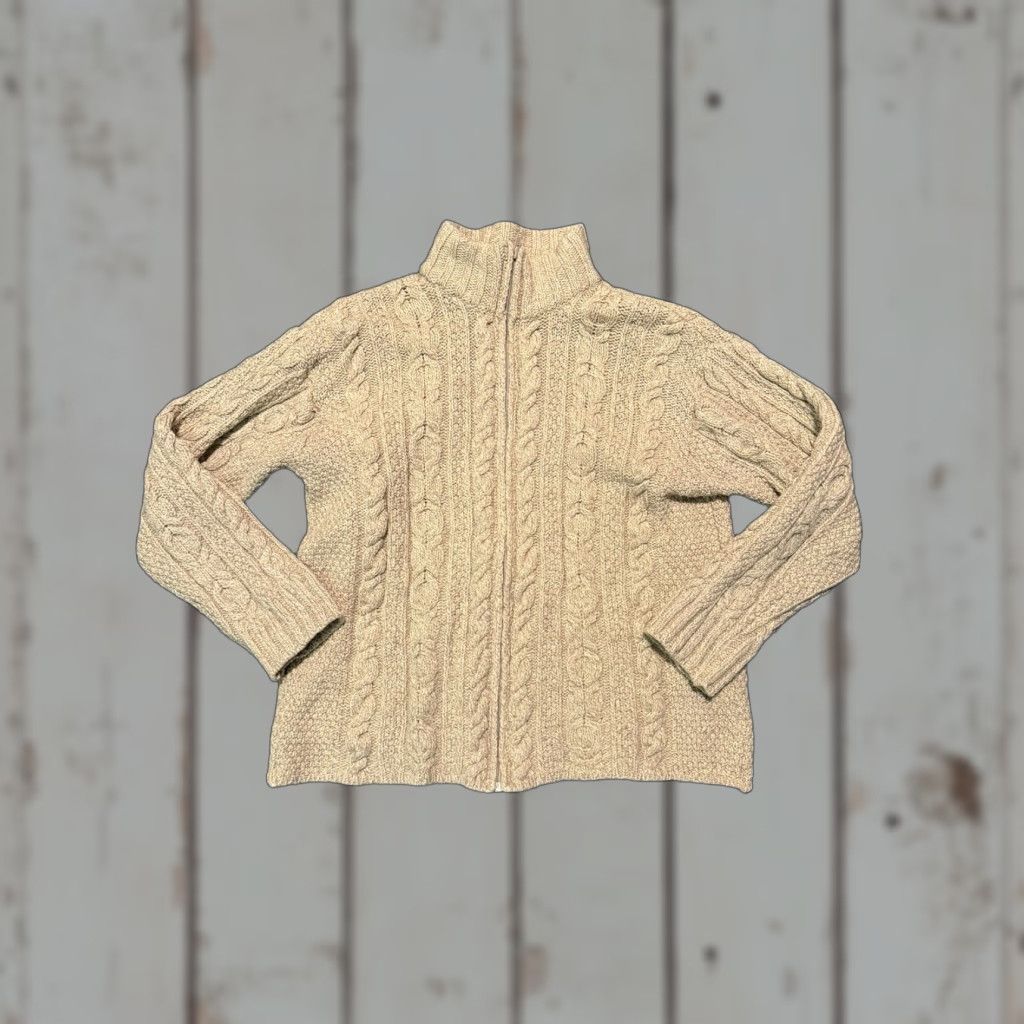 Vintage VINTAGE Aran Crafts Ireland Cardigan Sweater Full Zip Merino Wool Size Medium Women Beige Dolman Sleeve 100% Merino Wool Knit Modern Classic Size M / US 6-8 / IT 42-44 - 1 Thumbnail