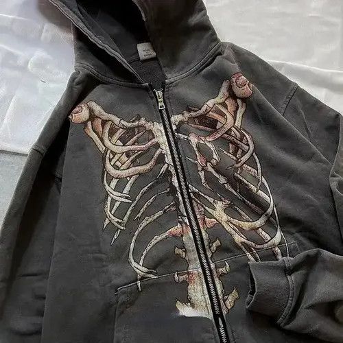 Japanese Brand Vintage Punk Skull and Bones XXL Hooded Sweatshirt Jacket Size US XXL / EU 58 / 5 - 4 Thumbnail