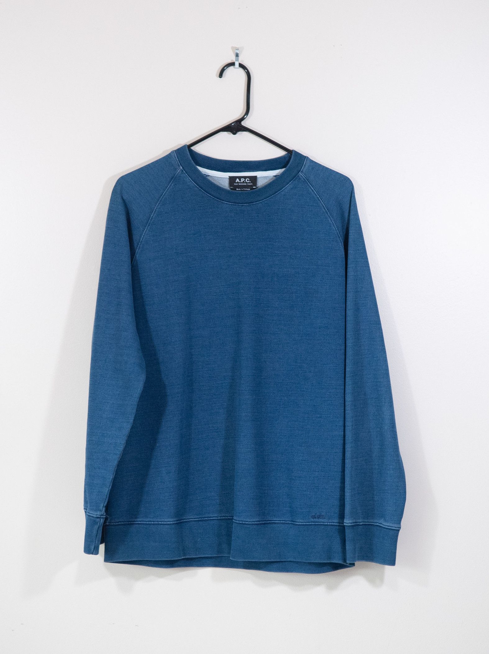 image of A P C Robert Indigo Dyed Loopback Cotton Jersey Sweatshirt in Blue, Men's (Size Large)