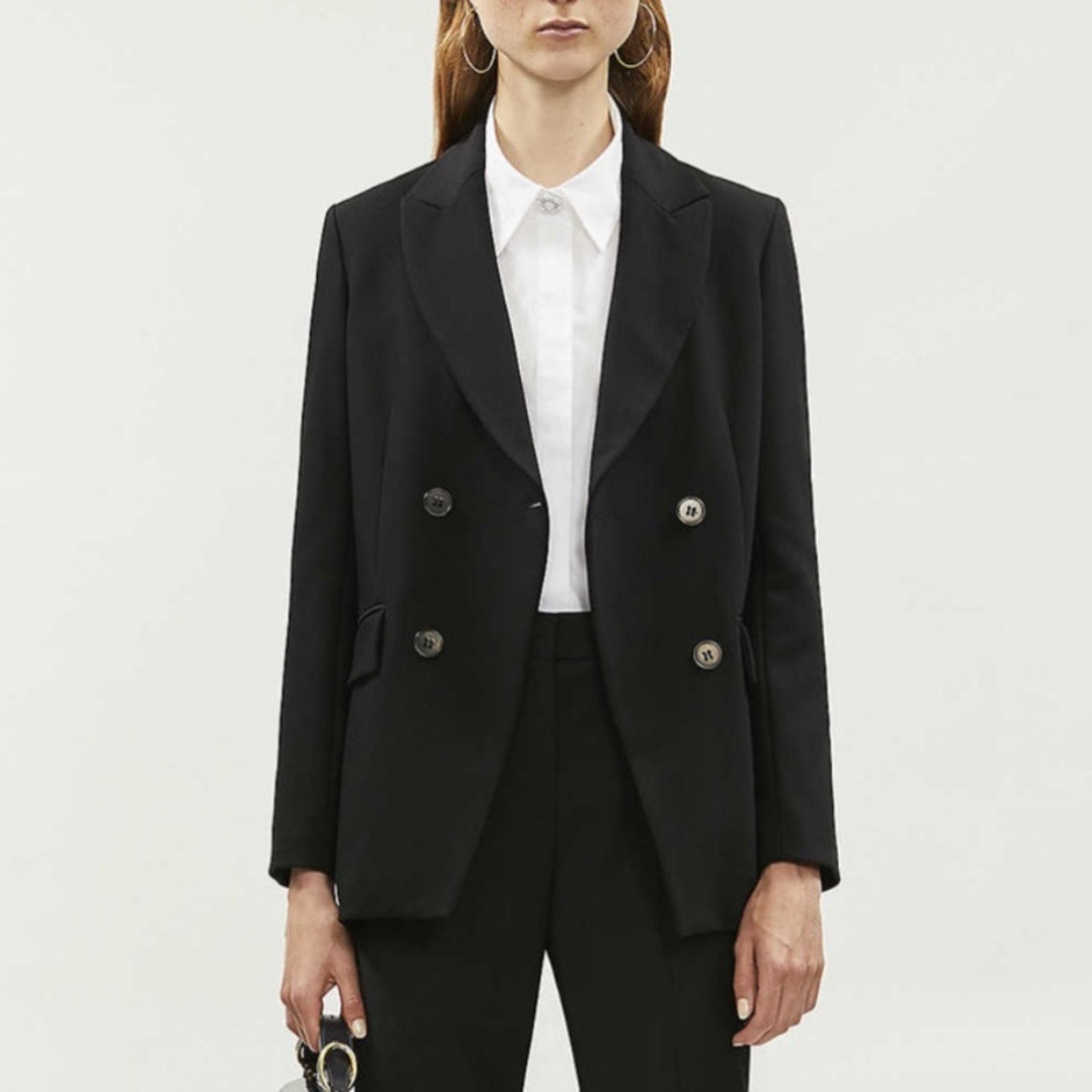 Maje MAJE VOGA $565 Black Double-Breasted Crepe Blazer FR42 US 10 Size L / US 10 / IT 46 - 12 Thumbnail