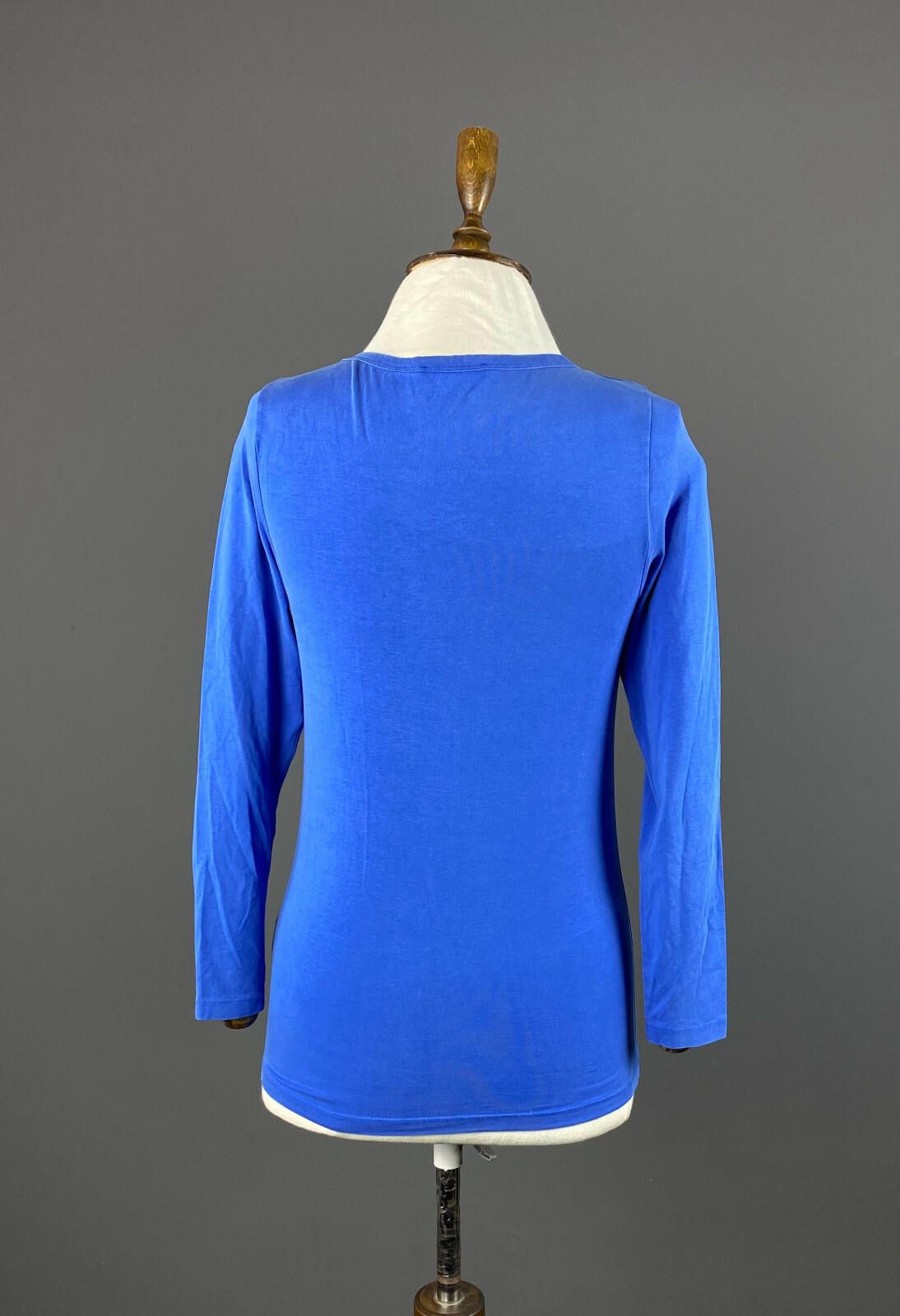 Designer Cop Copine Blue Boat Neck Long Sleeve Lesco Top Shirt Size S Size S / US 4 / IT 40 - 6 Thumbnail