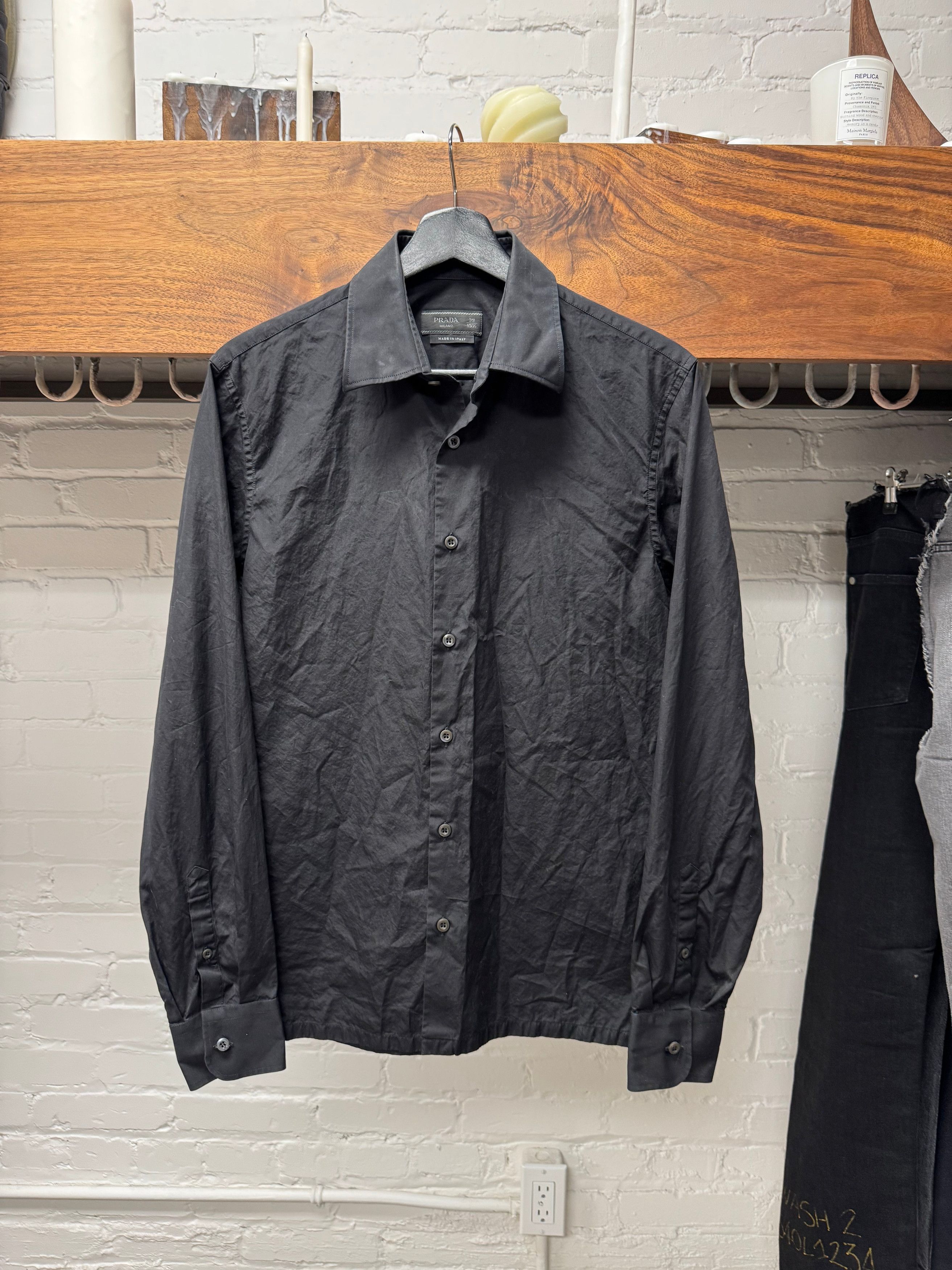Prada Prada Black ‘Saffiano’ Emblem Button Up Shirt Size US M / EU 48-50 / 2 - 1 Thumbnail