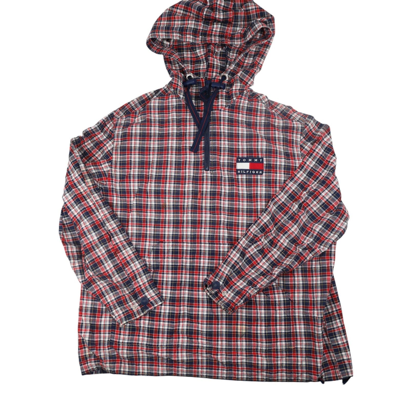 Tommy Hilfiger × Vintage Vintage 90S Tommy Hilfiger Plaid Pullover Hoodie Size US M / EU 48-50 / 2 - 1 Thumbnail