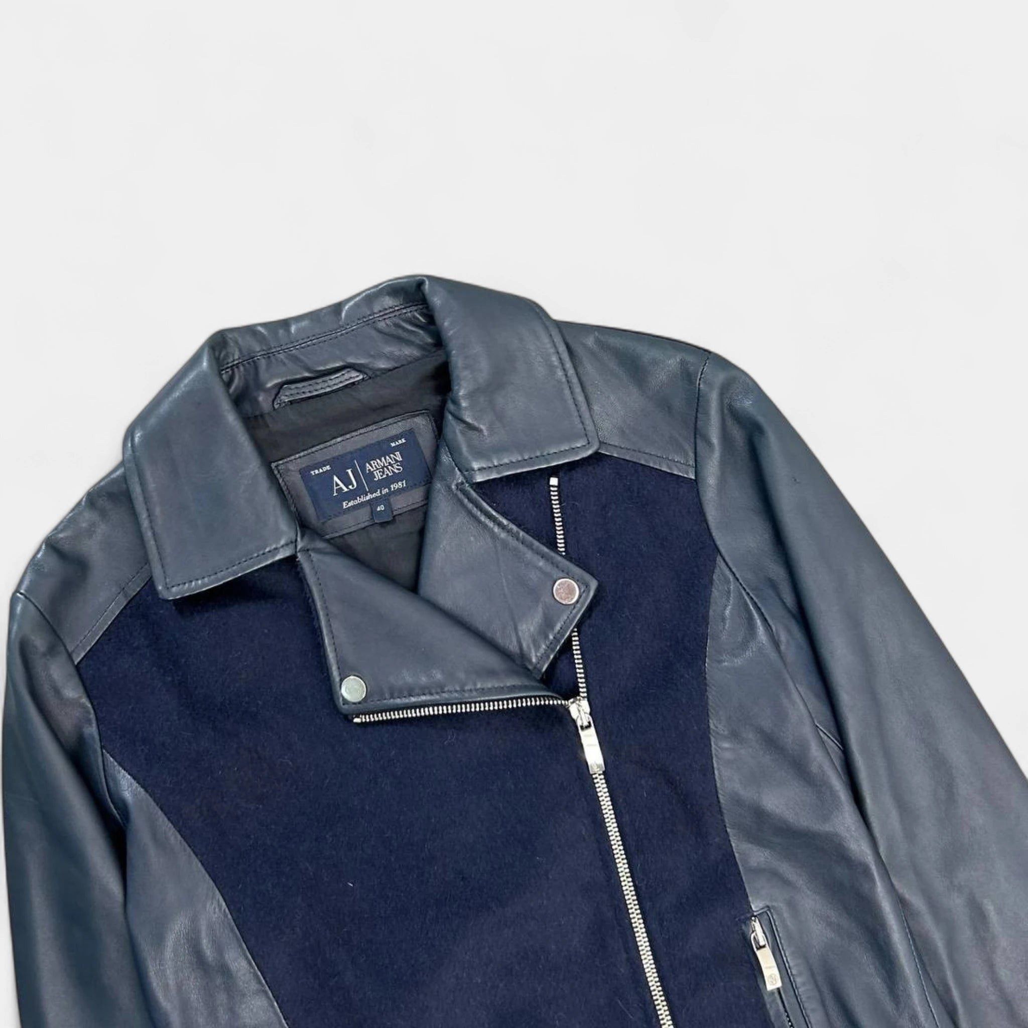 Armani Armani Jeans Leather Navy Percecto Jacket Size US XS / EU 42 / 0 - 2 Thumbnail