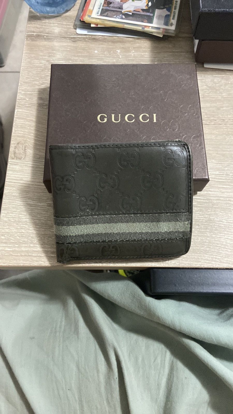 Gucci × Vintage Vintage Gucci GG Dark Green Leather Wallet Size ONE SIZE - 1 Thumbnail