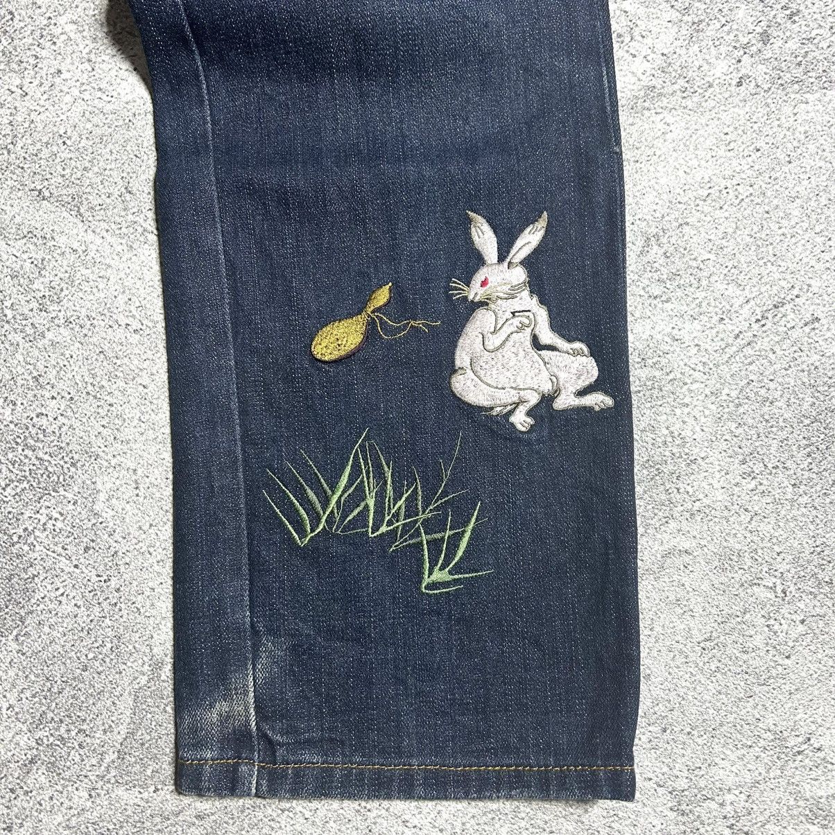 Japanese Brand Vintage Script Denim Rabbit Embroidery Size US 31 - 10 Thumbnail