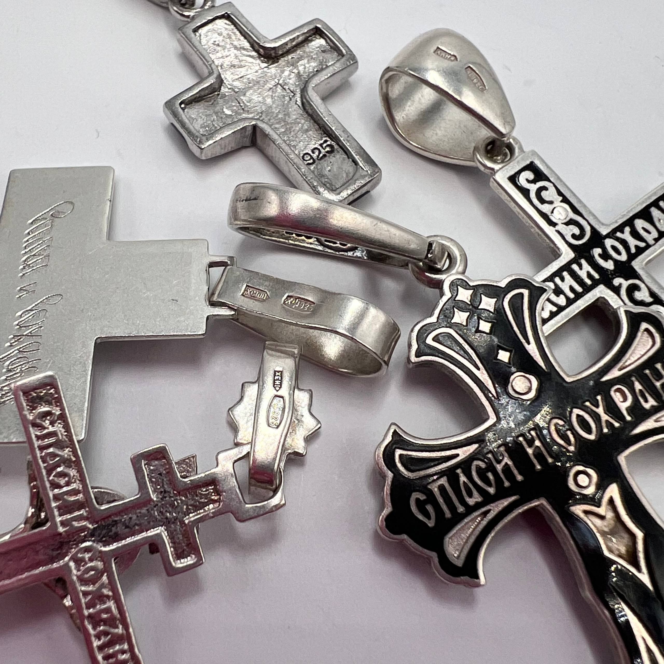 Sterling Silver Lot of 12 Sterling Silver 925 Christian Crosses 35 gr Size ONE SIZE - 4 Thumbnail