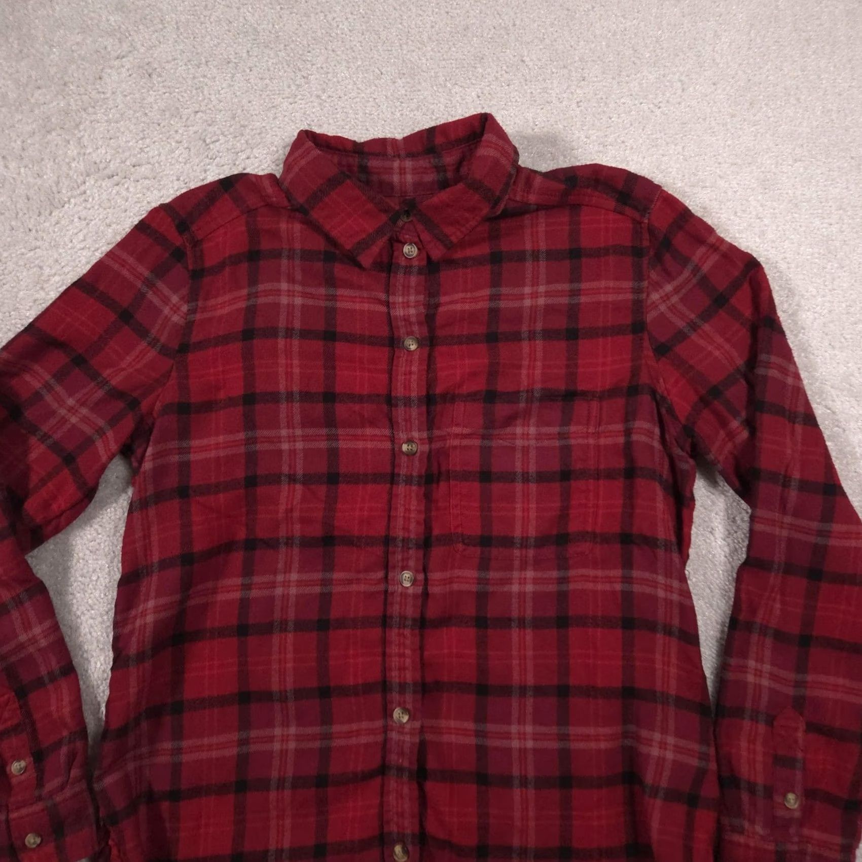 American Eagle Outfitters VINTAGE American Eagle Outfitters Shirt Womens Small Red Plaid Button Front Flannel Top Size S / US 4 / IT 40 - 3 Thumbnail