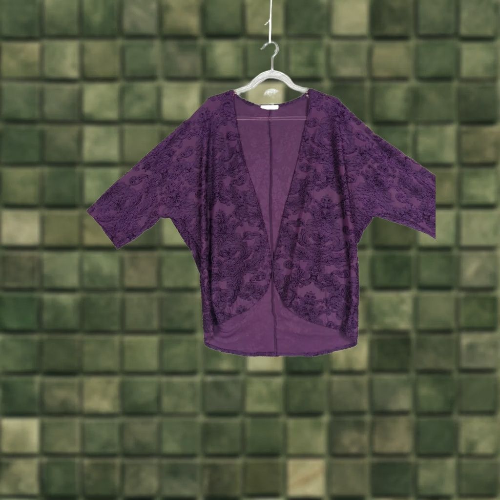 Velvet VINTAGE Boho Purple Floral Burnout Velvet Kimono Open Front Sz M Whimsigoth Fairy Size M / US 6-8 / IT 42-44 - 1 Thumbnail