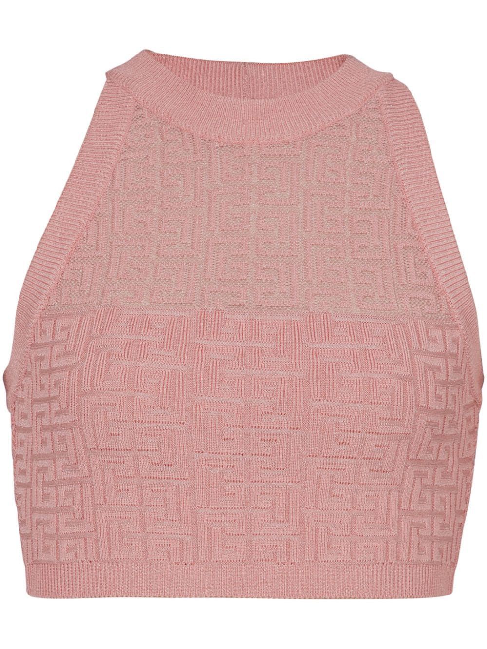 Balmain MONOGRAM HALTERNECK TOP Size S / US 4 / IT 40 - 1 Thumbnail