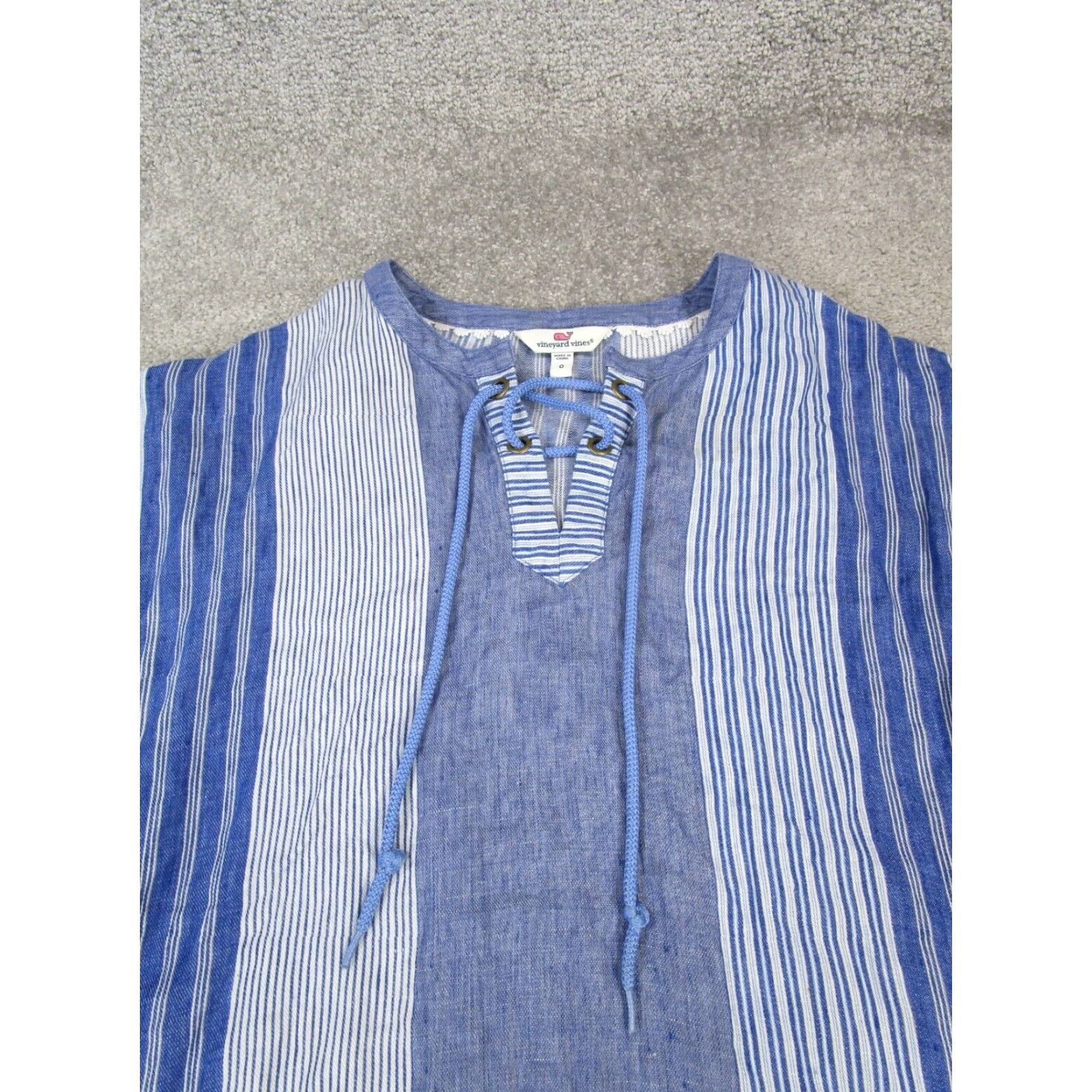 Vineyard Vines Vineyard Vines Blue White Striped Linen Tunic Blouse Womens 0 Size XS / US 0-2 / IT 36-38 - 2 Thumbnail