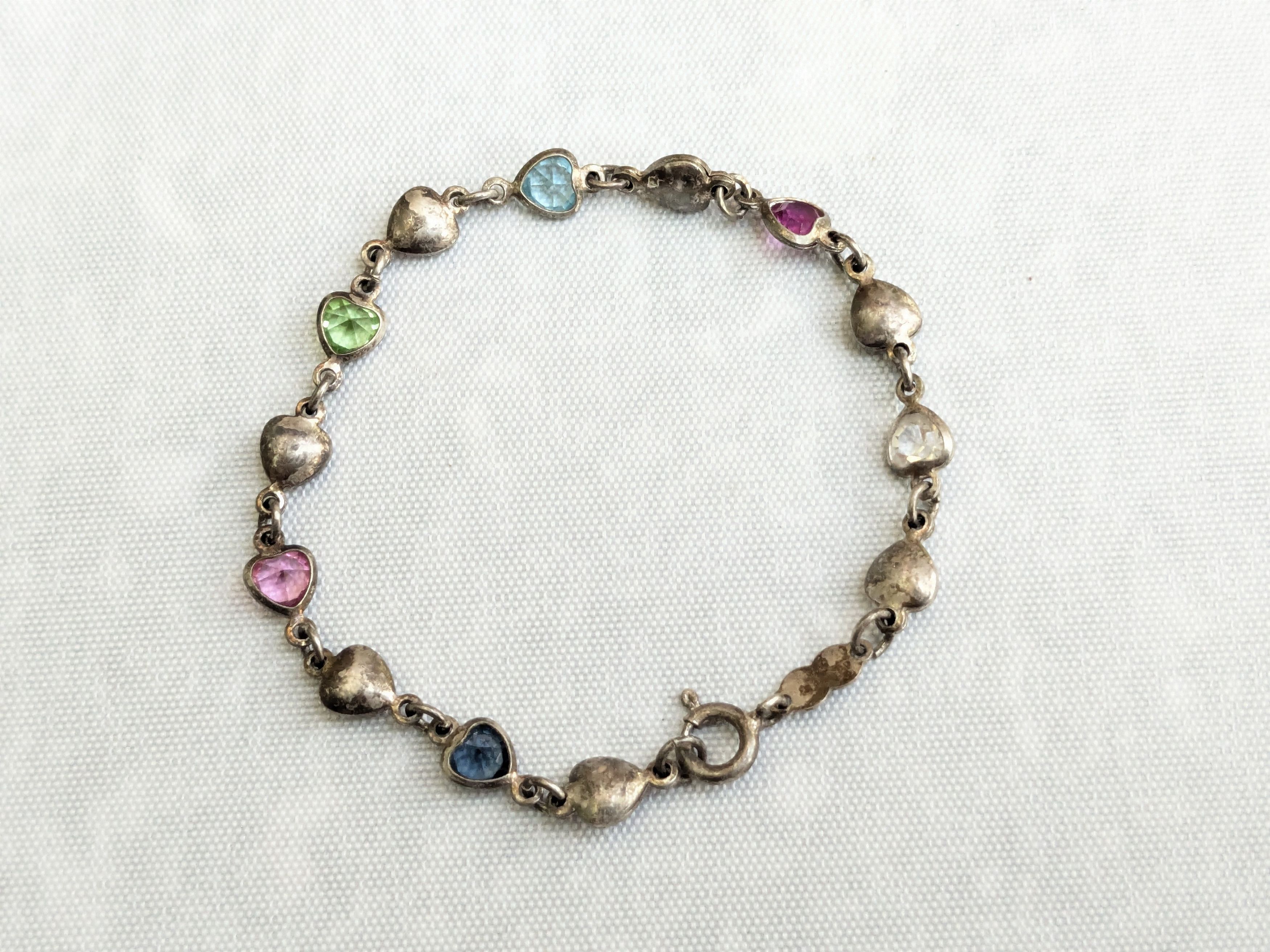 Jewelry Vintage Sterling Silver Tennis Bracelet Hearts 7" Y2K Size ONE SIZE - 3 Thumbnail