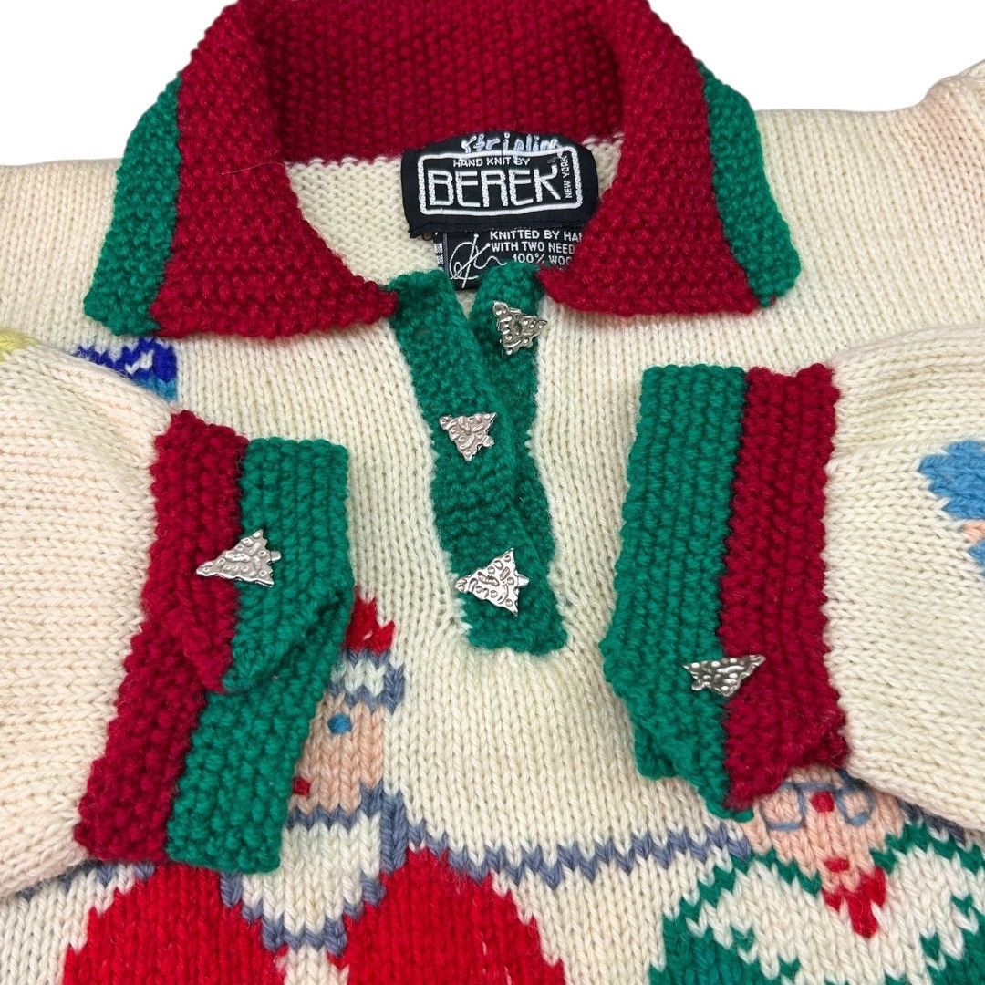 Other Vintage 80s Berek Collared Christmas Sweater Hand-Knit 100% Size M / US 6-8 / IT 42-44 - 5 Thumbnail