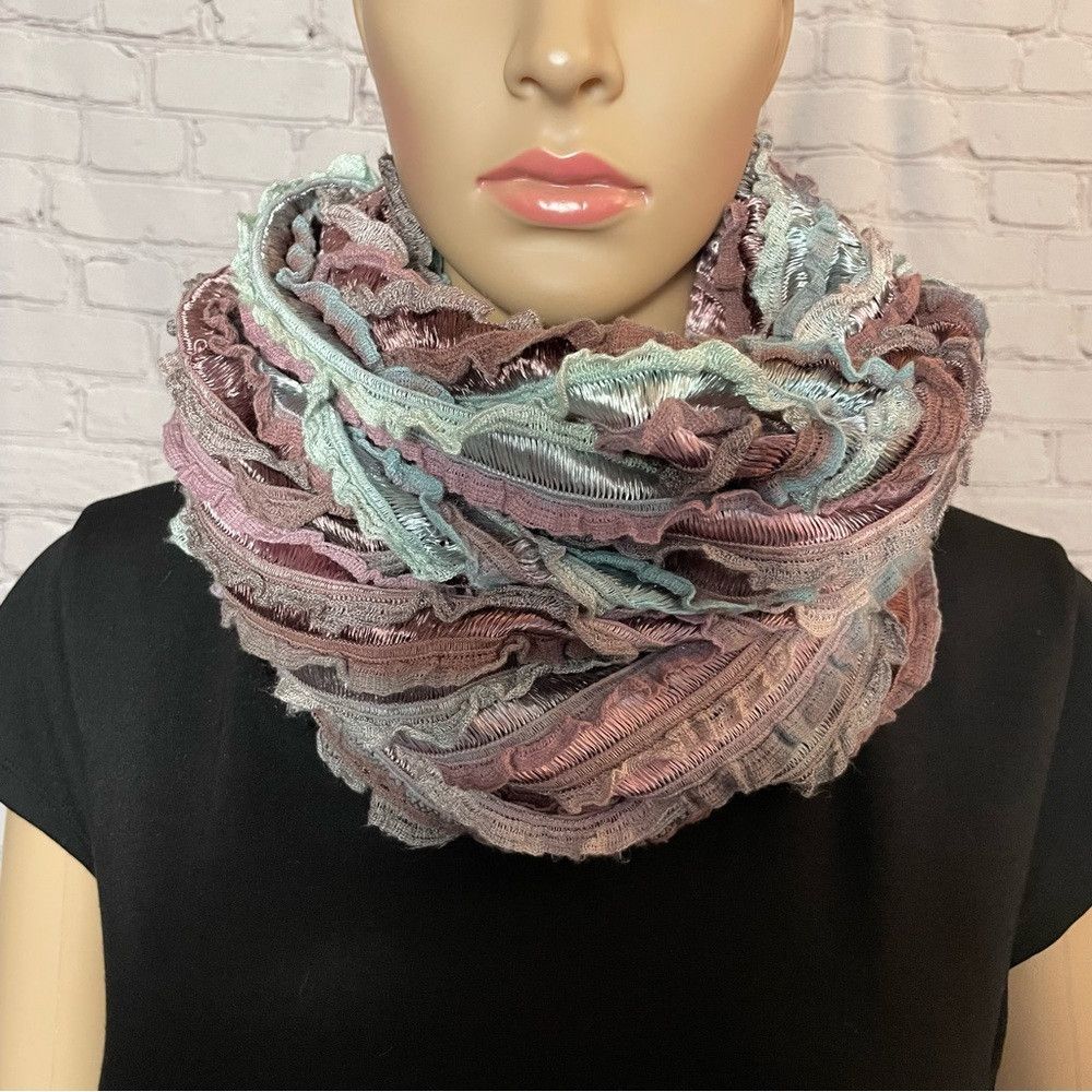 Other Tube Ruffles Beige Brown Gray Scarf Size ONE SIZE - 2 Thumbnail