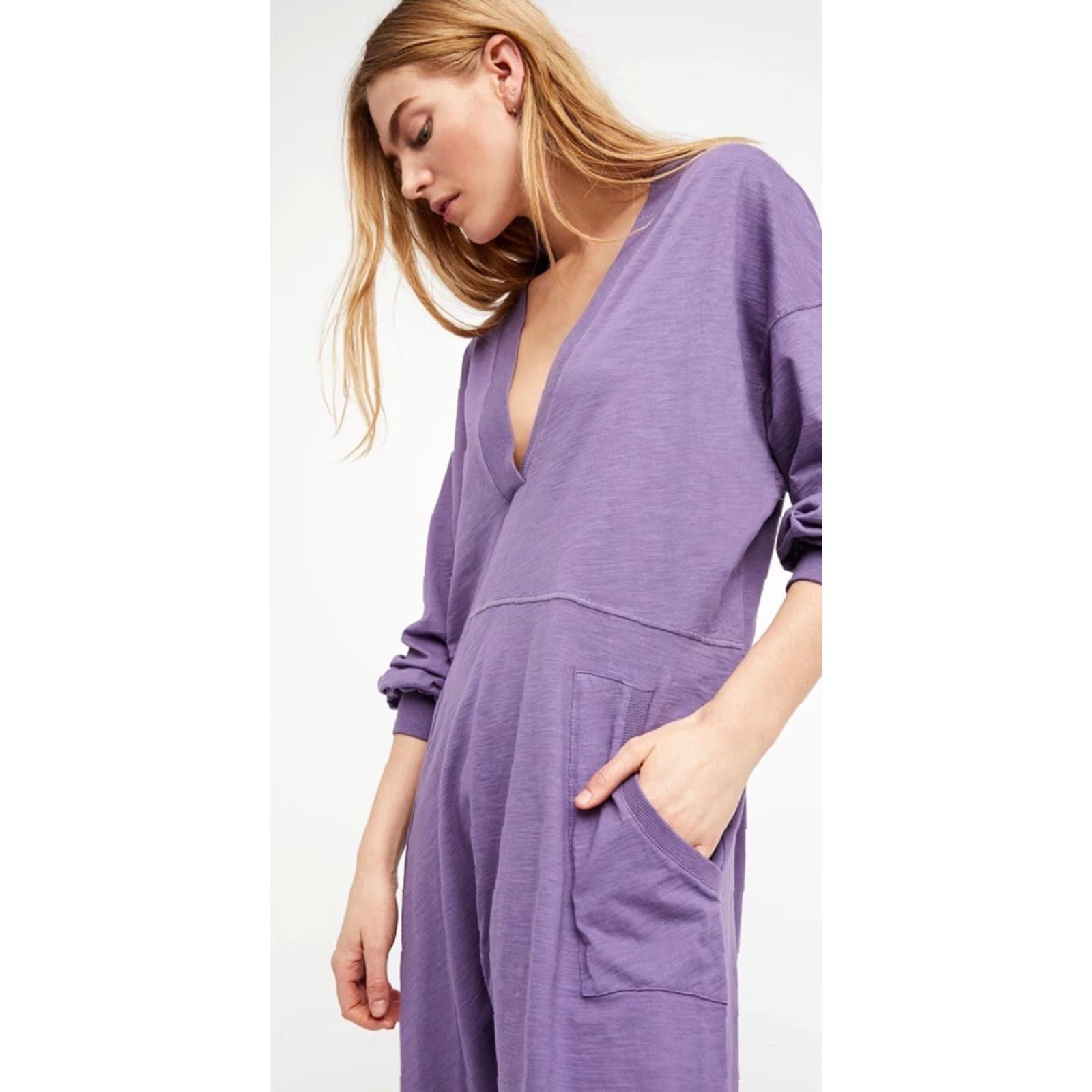 Free People FREE PEOPLE Oversized Jumpsuit Purple Size Medium Womens Size 32" / US 10 / IT 46 - 3 Thumbnail
