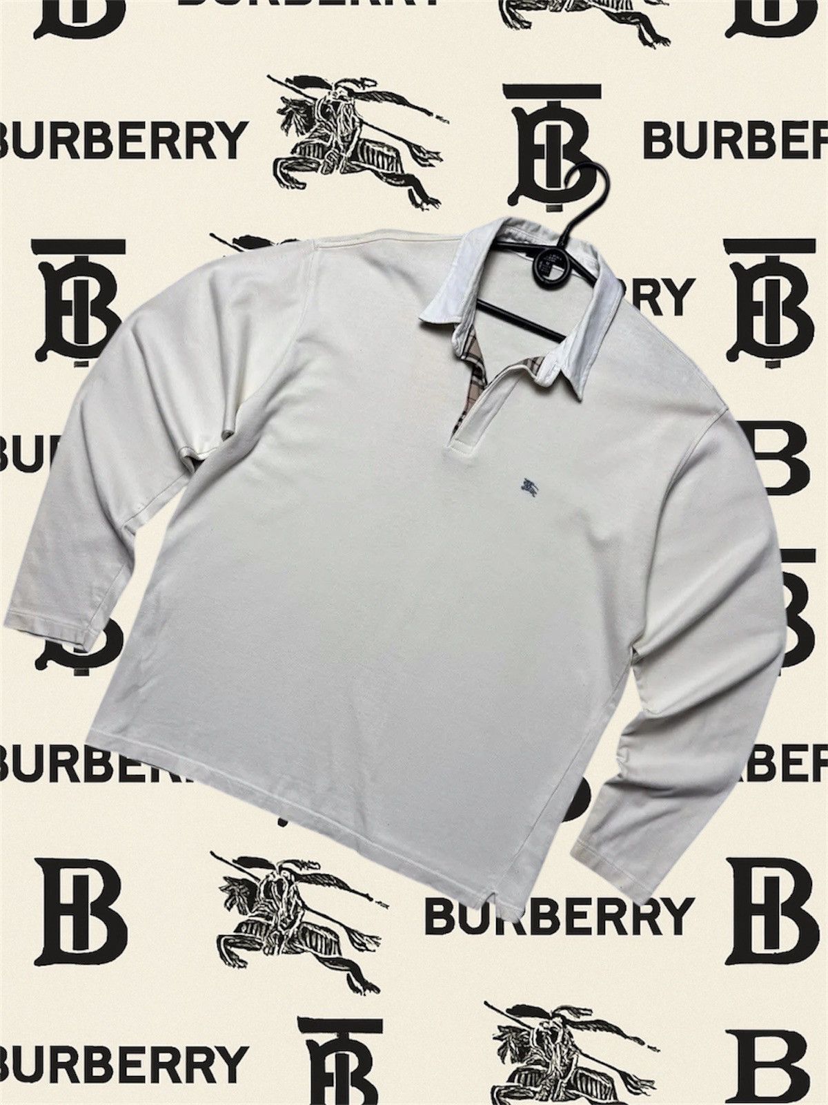 Burberry × Supreme Supreme X Burberry Rugby Shirt Beige XL | Grailed