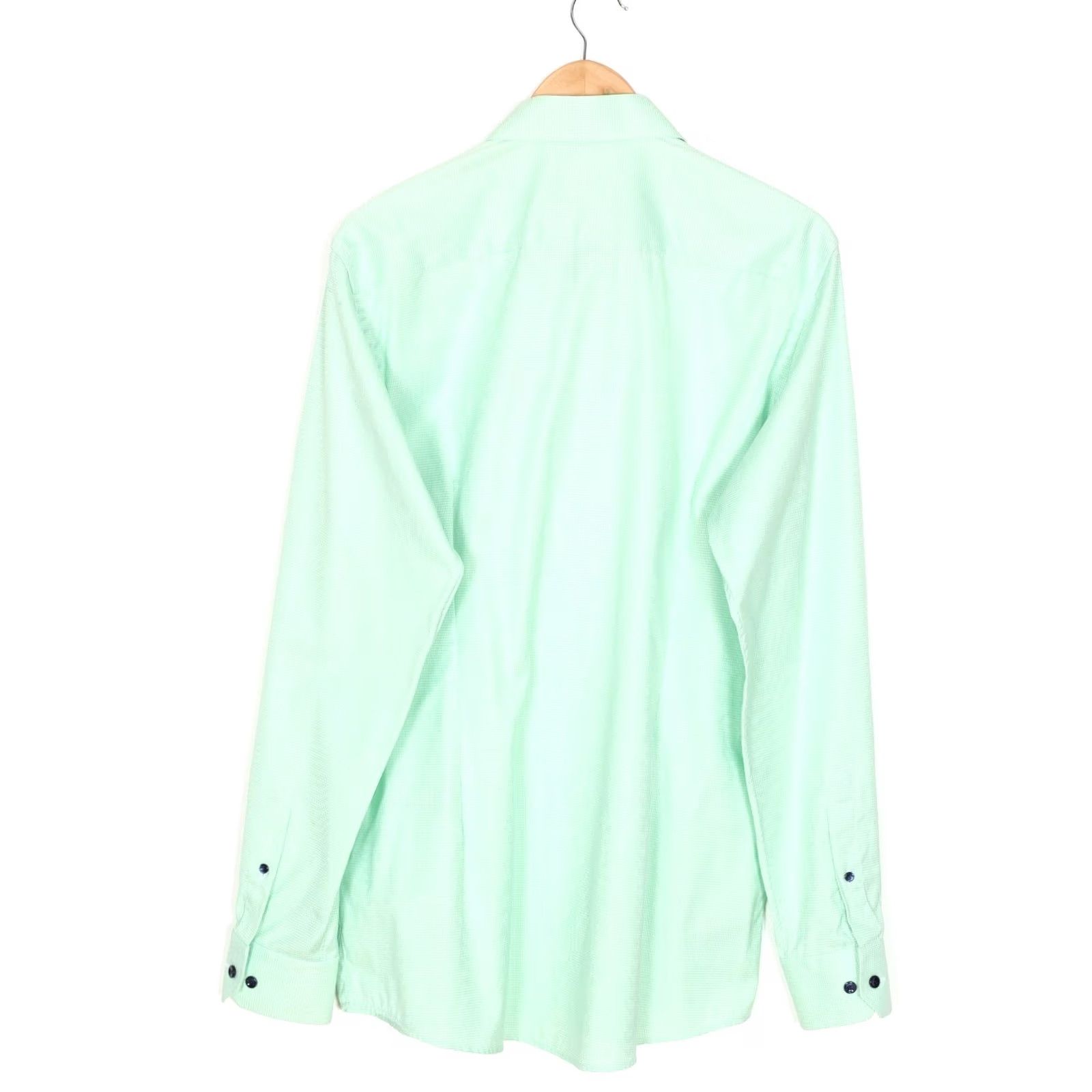 Eton ETON Signature Twill Contemporary Shirt Men 43 Long Sleeve Green Mens Dress Shirt Size US XL / EU 56 / 4 - 3 Thumbnail