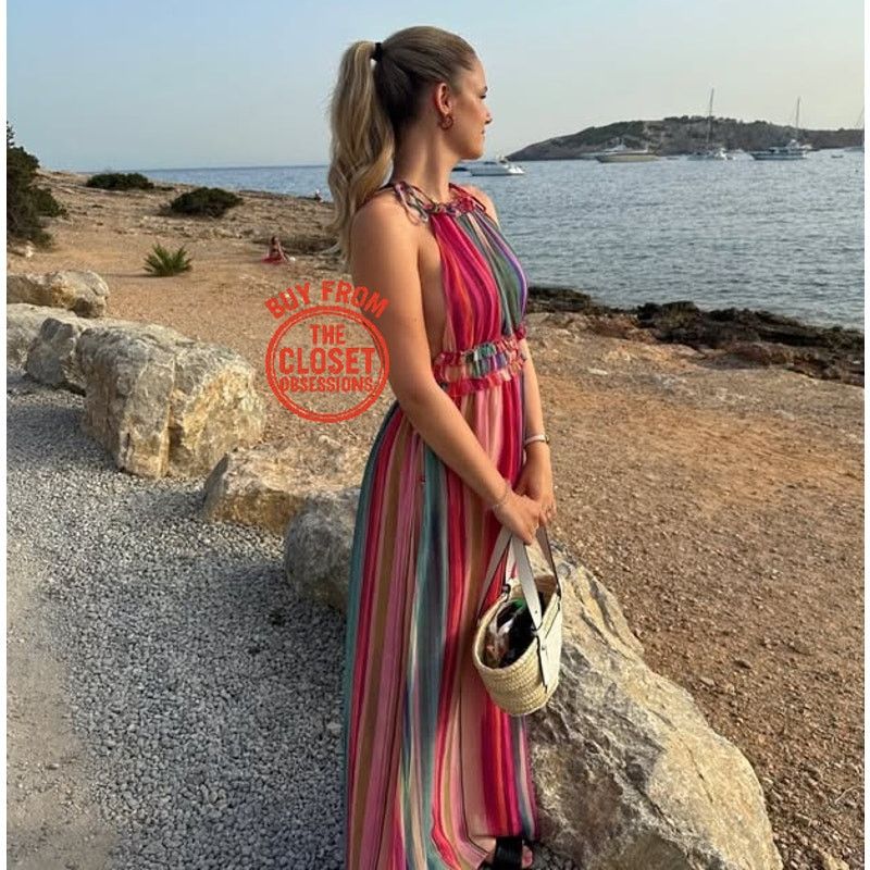 Mango MANGO Resort Stripe Halter Maxi Vacation Dress NWT Size S / US 4 / IT 40 - 17 Thumbnail