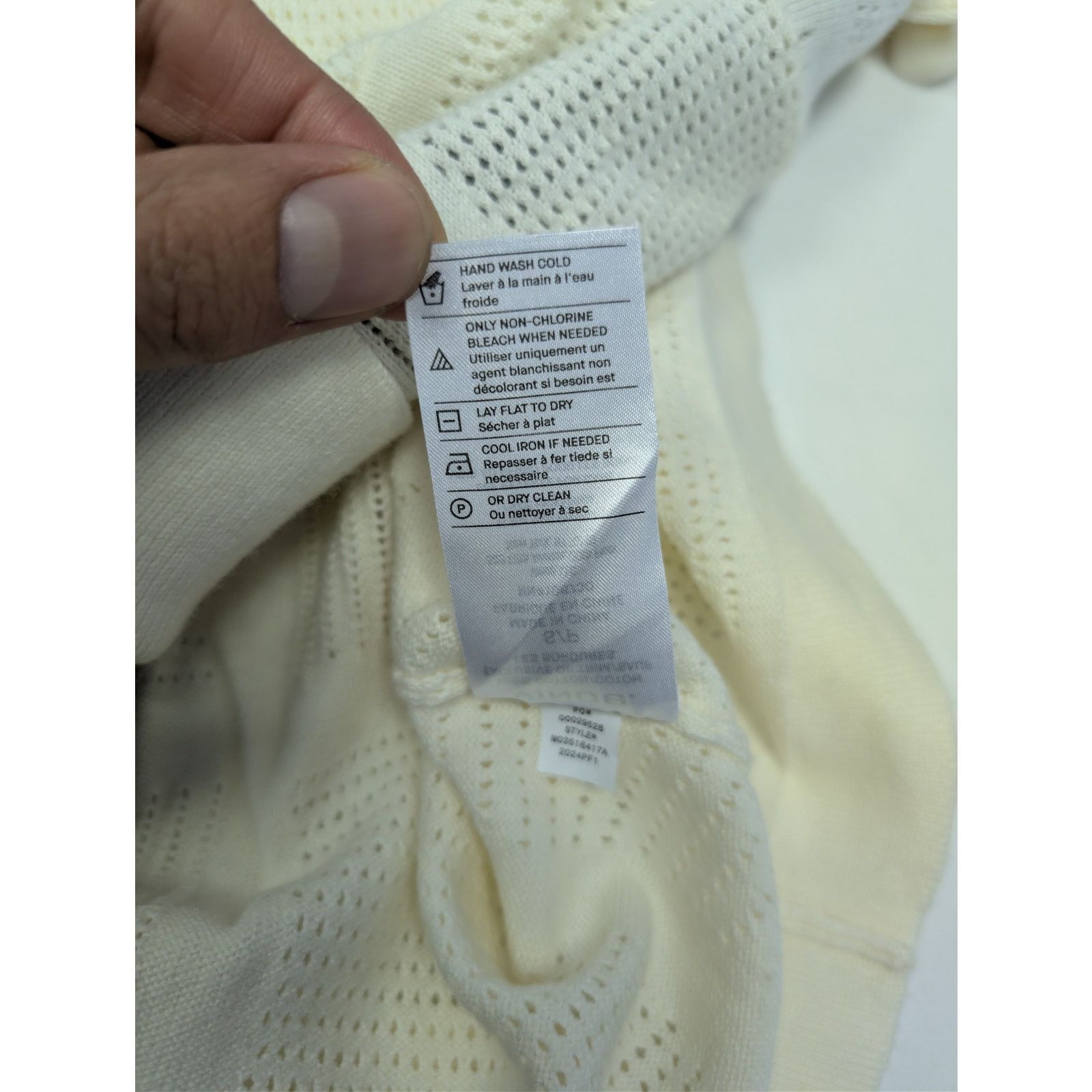 Vince o1rshd1 CC20 Patchwork Pointelle Short-Sleeve Sweater Cream Size US S / EU 44-46 / 1 - 16 Thumbnail