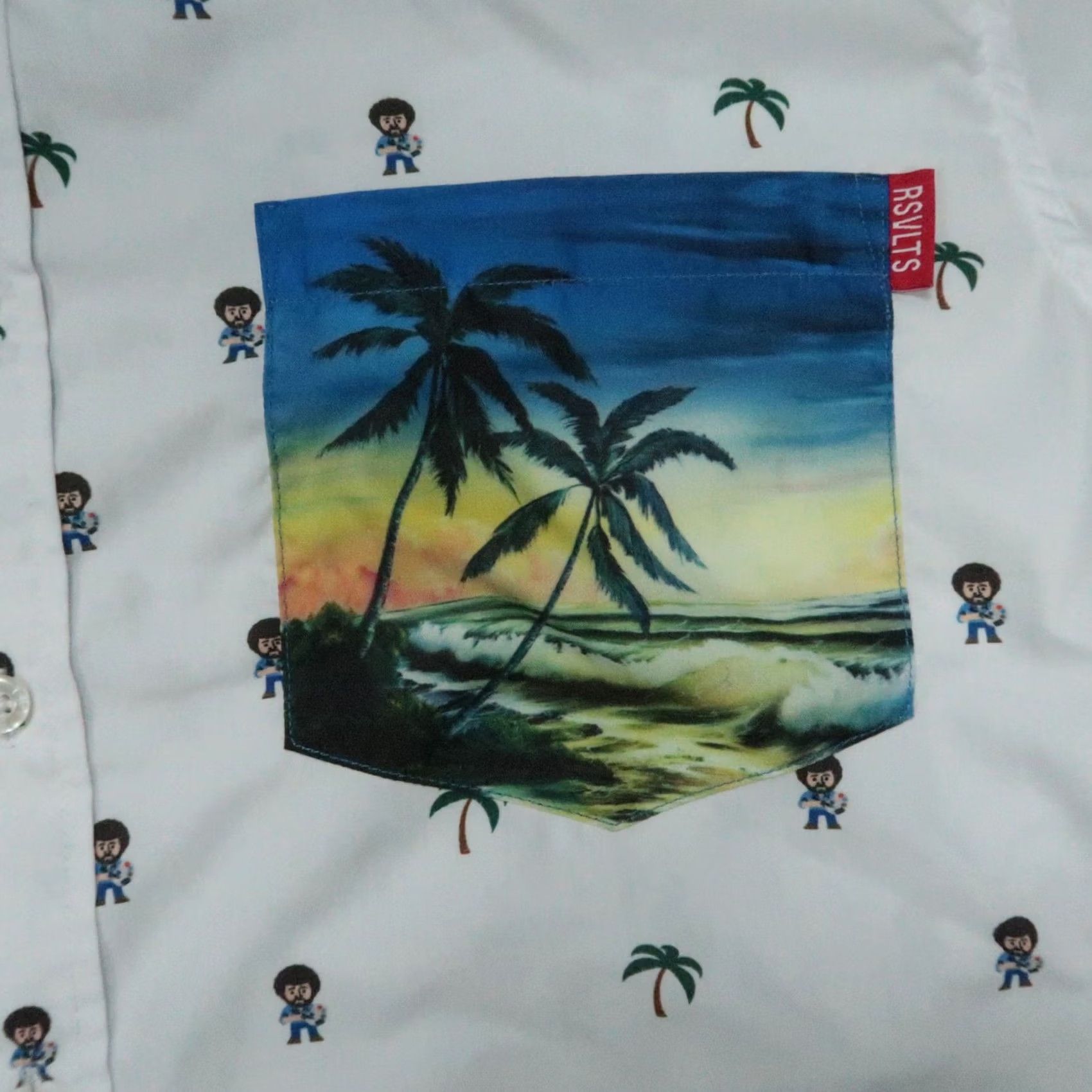 Vintage VINTAGE RSVLTS Shirt Mens Medium White Bob Ross Print Short Sleeve Button Novelty Size US M / EU 48-50 / 2 - 4 Thumbnail