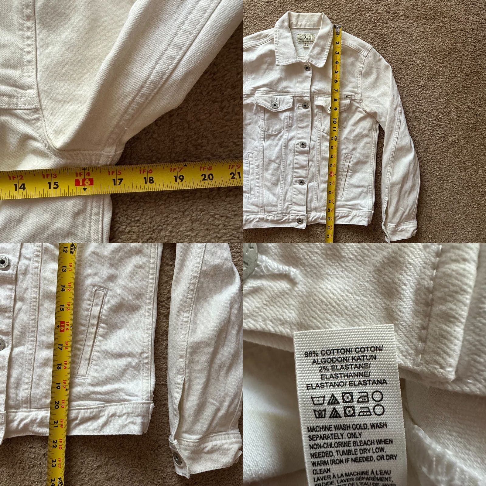 Lucky Brand Lucky Brand Denim Jacket Womens Small Classic Button Up White Long Sleeve Size S / US 4 / IT 40 - 8 Thumbnail