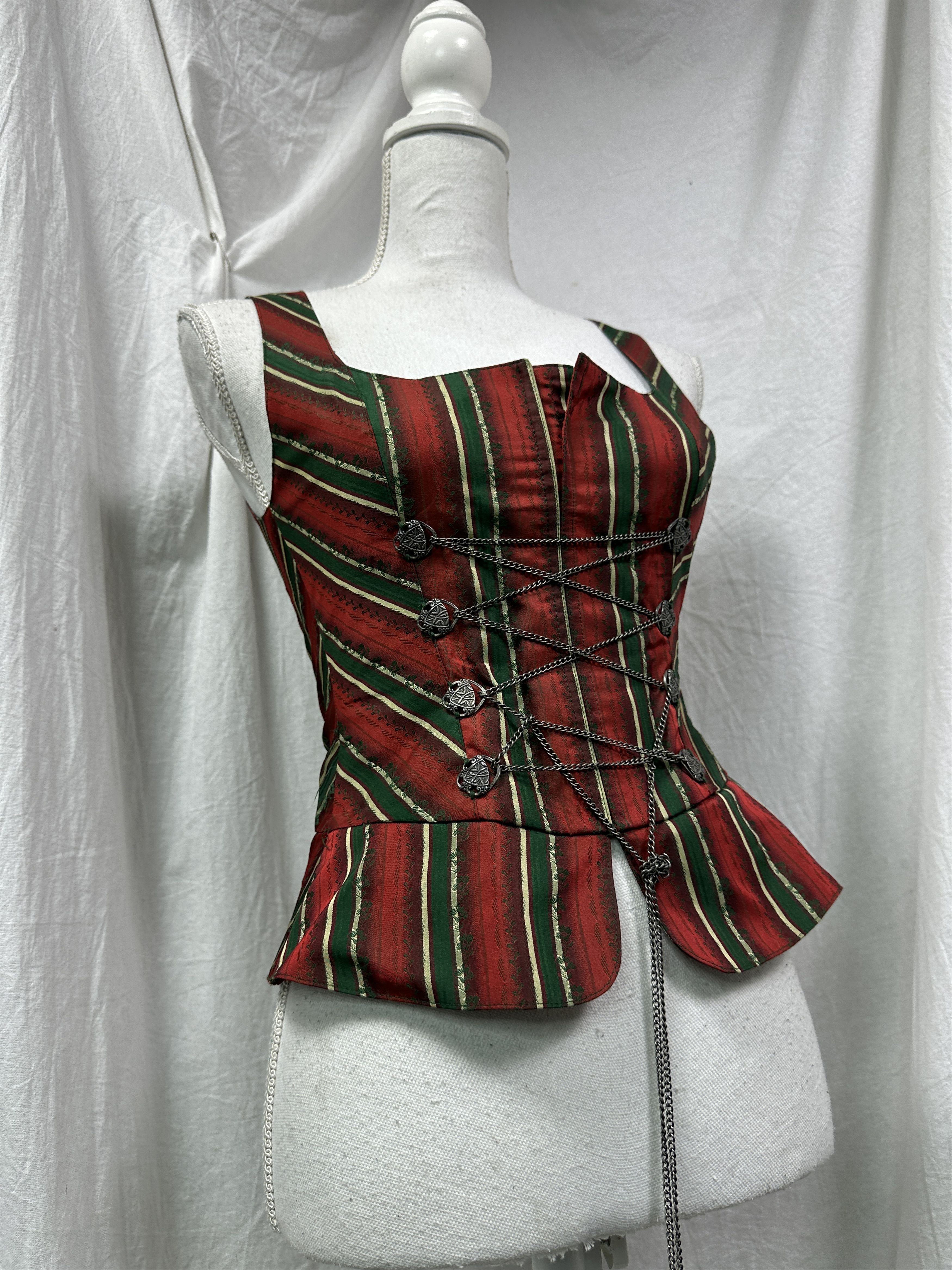 Vintage Vintage Grunge Silk Striped Chained Corset Top Y2K Size S / US 4 / IT 40 - 1 Thumbnail