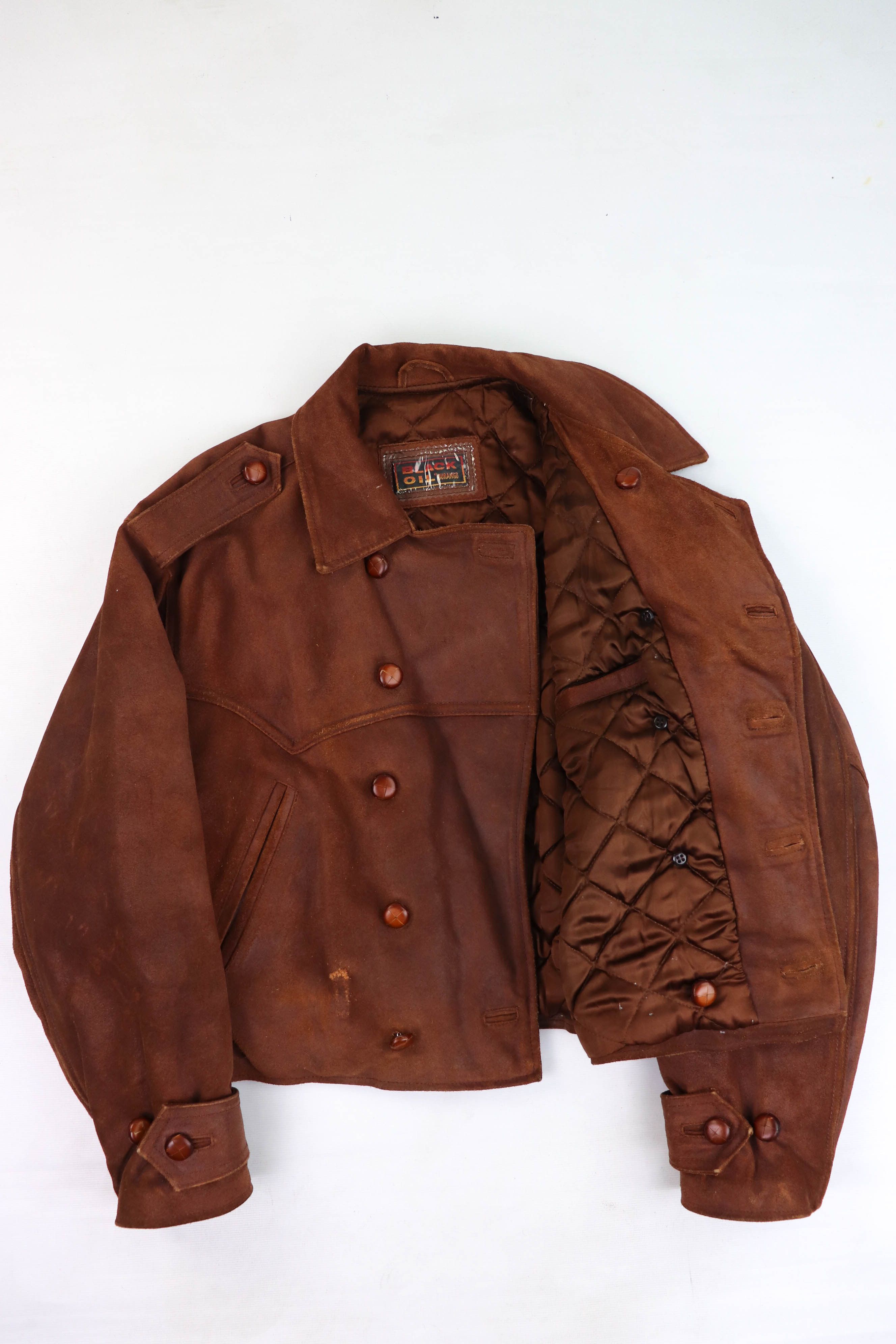 Vintage Vintage Tan Suede Leather Western Double Breast Crop Jacket Size US L / EU 52-54 / 3 - 7 Thumbnail