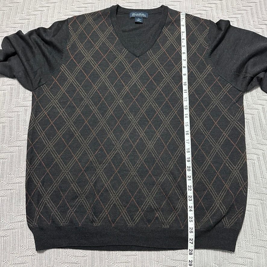 Brooks Brothers Brooks Brothers brown argyle vneck wool sweater Size US XL / EU 56 / 4 - 6 Thumbnail