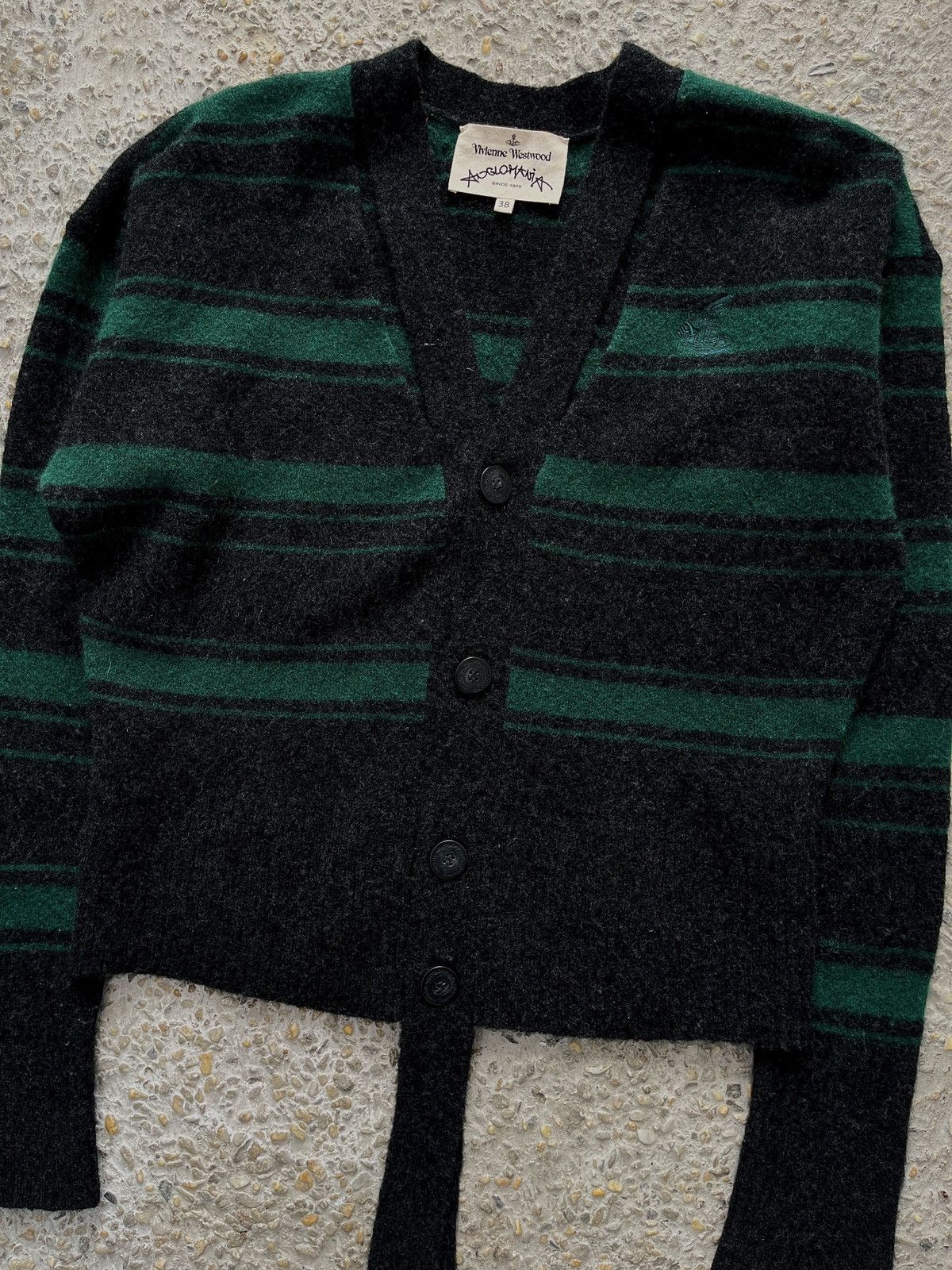 Vivienne Westwood Anglomania Striped Mohair Asymmetrical Cardigan Size XS / US 0-2 / IT 36-38 - 3 Thumbnail