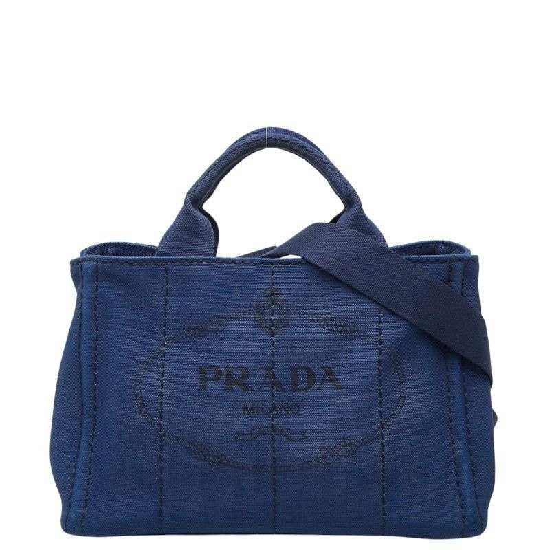 Prada Prada Triangle Logo Plate Canapa Mini Handbag Blue Size ONE SIZE - 1 Thumbnail
