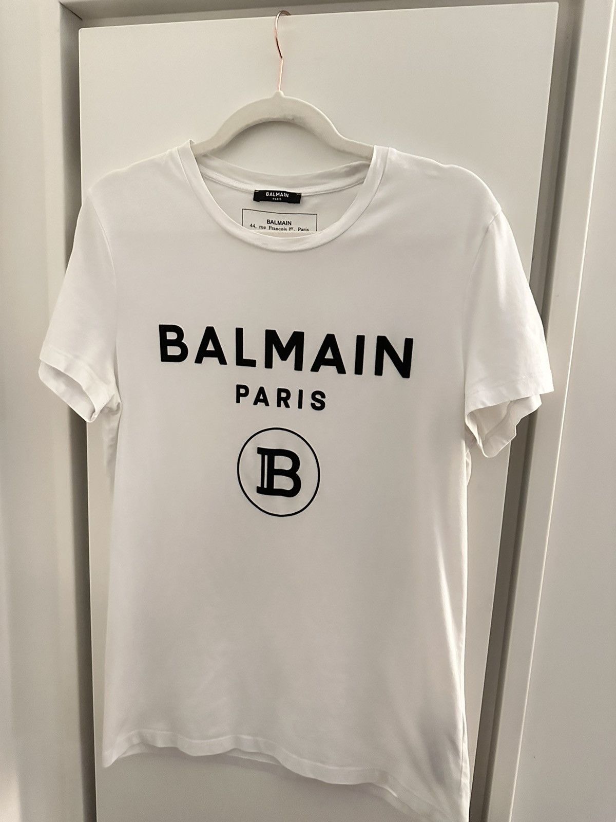 image of Balmain Logo T-Shirt in White, Men's (Size Small)