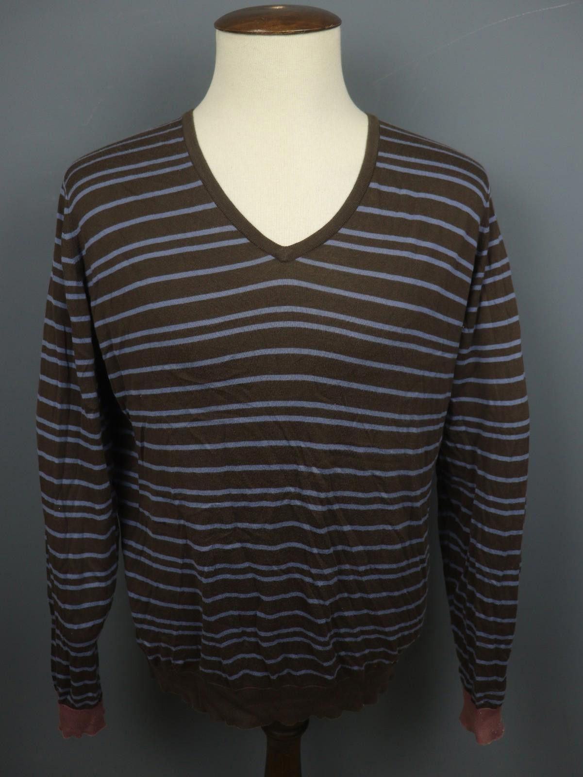 John Smedley John Smedley Brown Blue Striped Pullover Sweater Size XL Size US XL / EU 56 / 4 - 1 Thumbnail