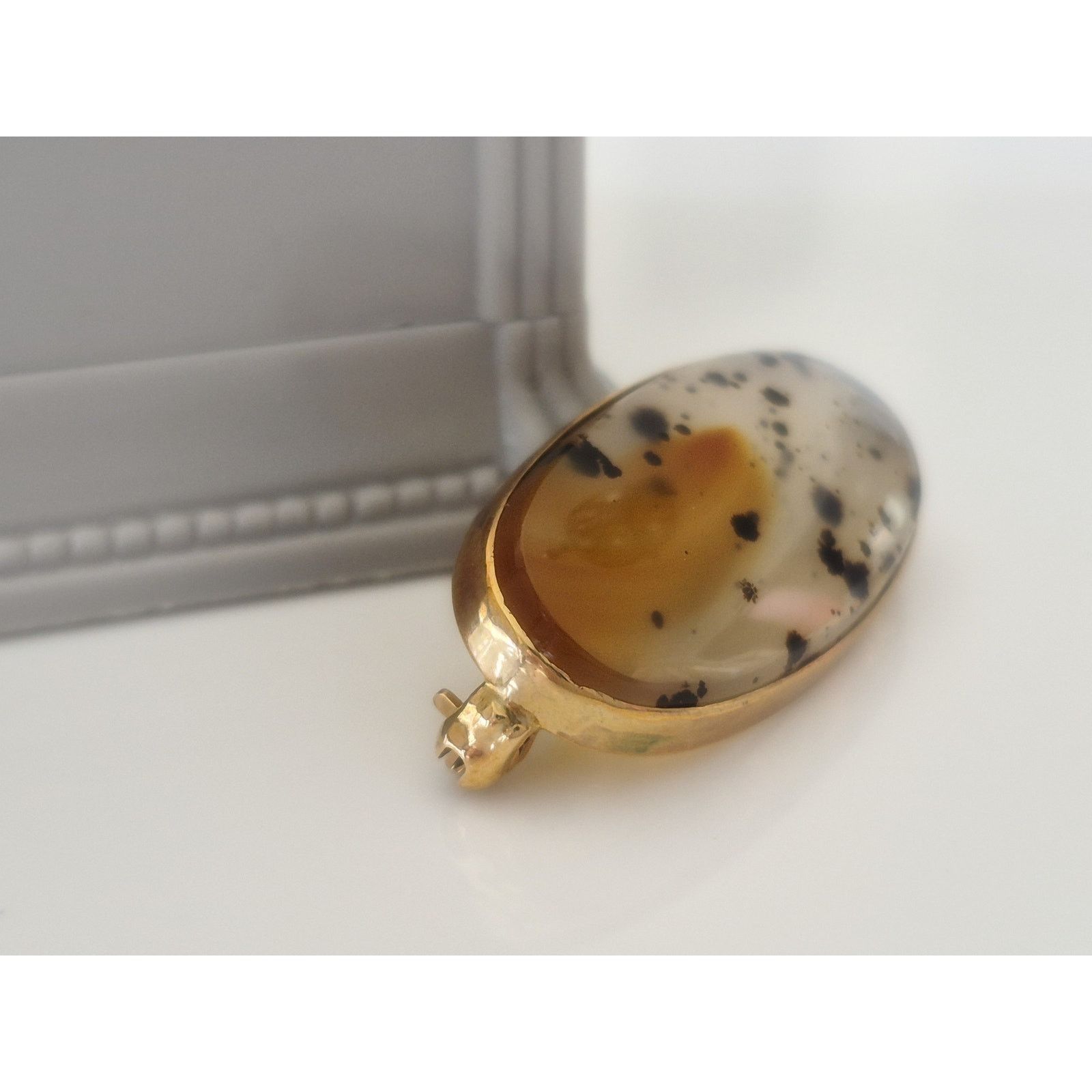 Other Vintage 14K Gold Montana Agate Brooch Pin Size ONE SIZE - 3 Thumbnail